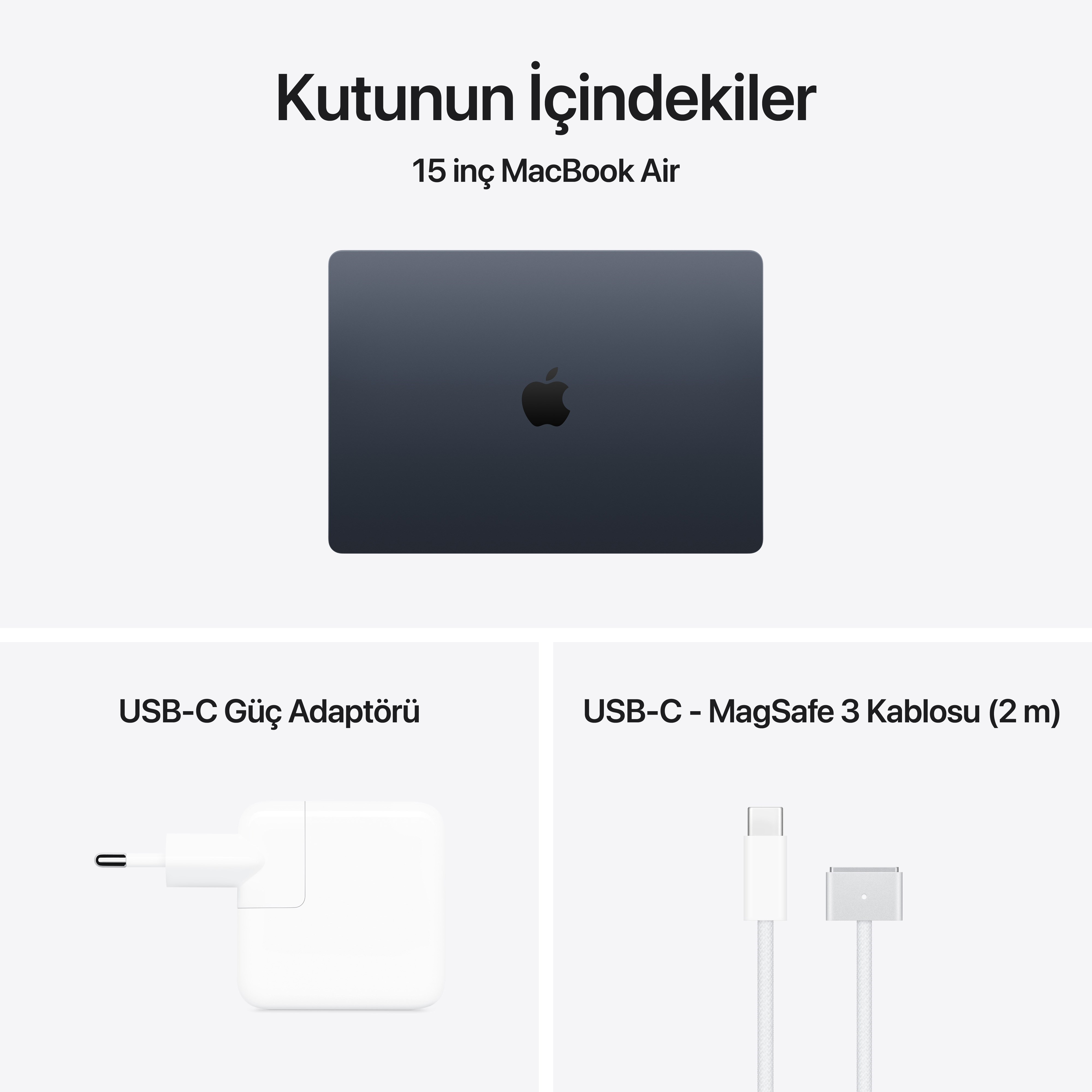 MacBook Air 15'' 10-Core CPU 10-Core GPU Apple M5 / 16GB / 512GB SSD / Gece Yarısı MDVH4TU/A