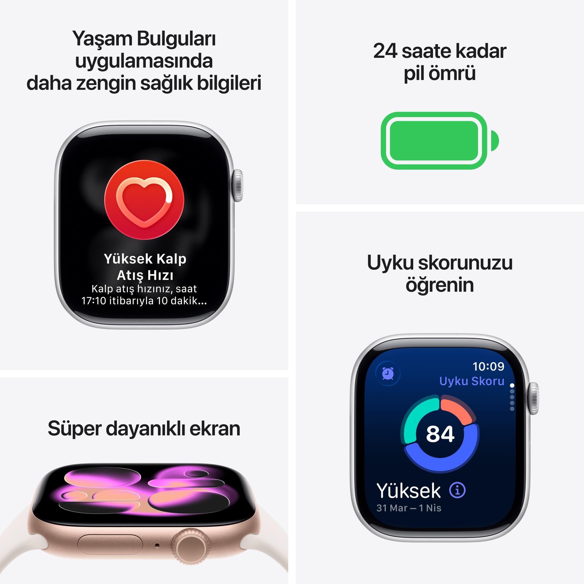 Apple Watch Series 11 GPS 46mm Jet Black Alüminyum Kasa Siyah Spor Kordon (M-L) - MEUX4TU/A
