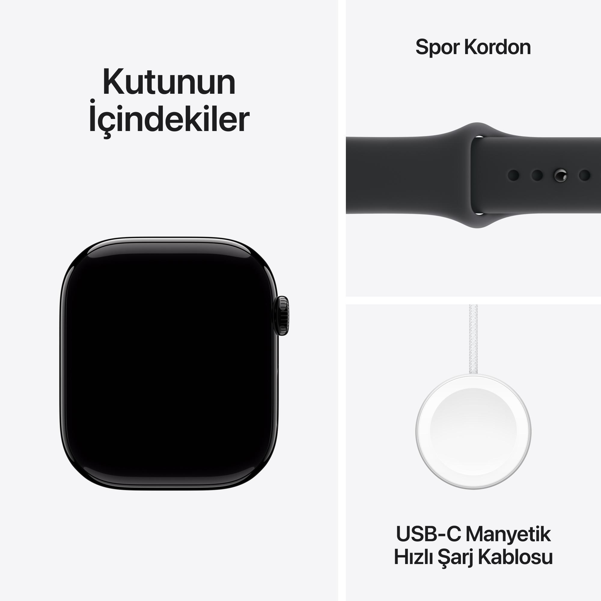 Apple Watch Series 11 GPS 46mm Jet Black Alüminyum Kasa Siyah Spor Kordon (M-L) - MEUX4TU/A