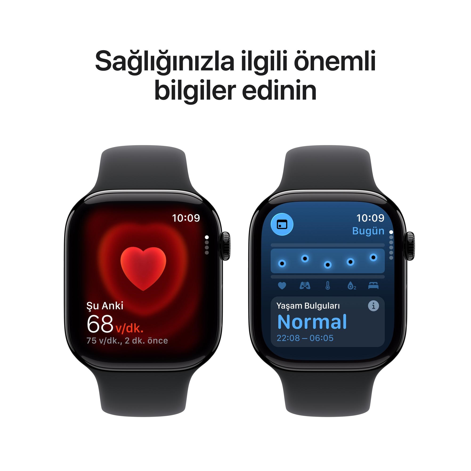 Apple Watch Series 11 GPS 46mm Jet Black Alüminyum Kasa Siyah Spor Kordon (M-L) - MEUX4TU/A