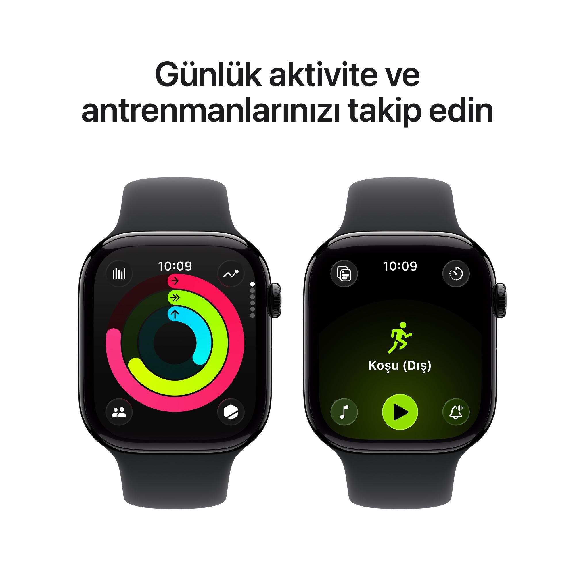 Apple Watch Series 11 GPS 46mm Jet Black Alüminyum Kasa Siyah Spor Kordon (M-L) - MEUX4TU/A