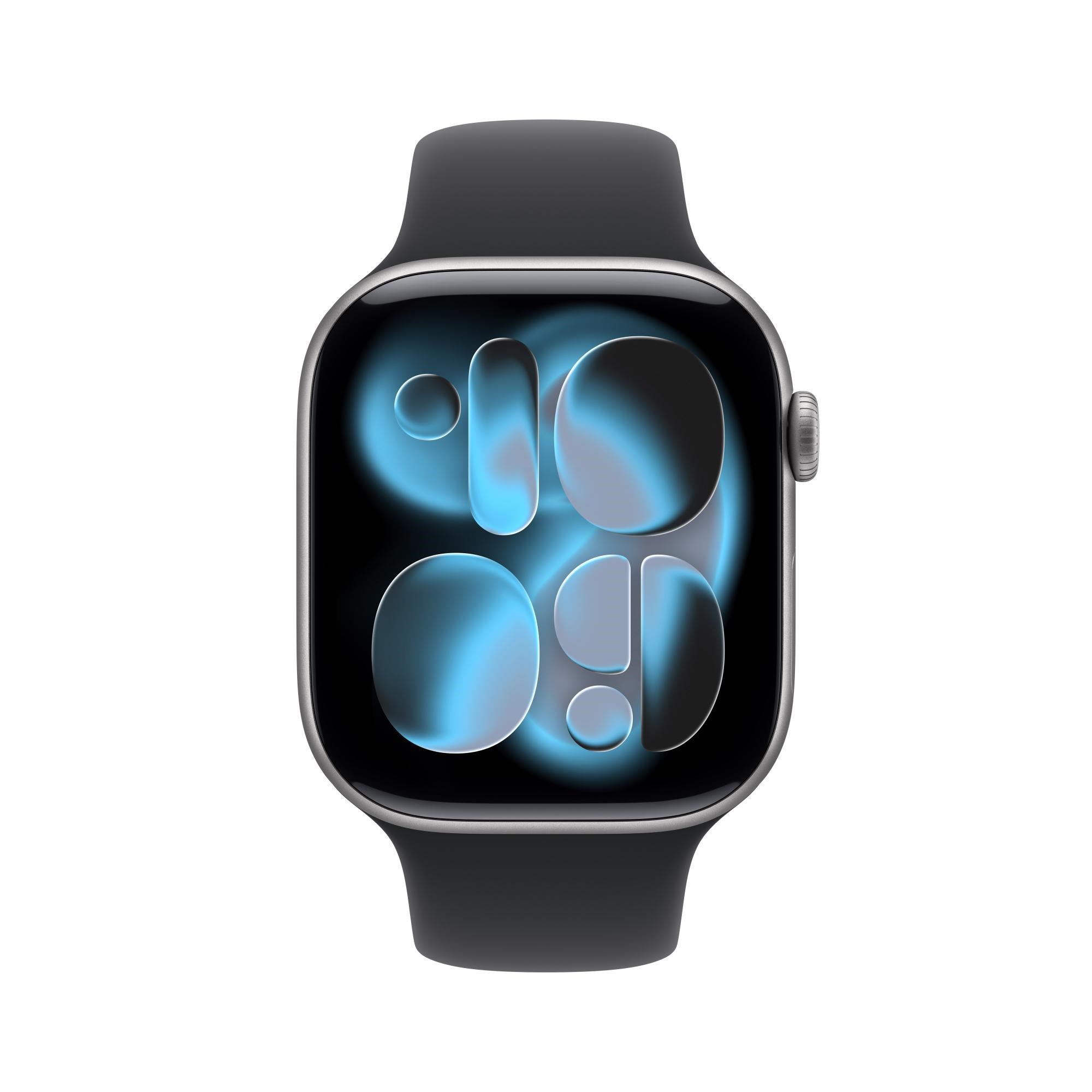 Apple Watch Series 11 GPS 46mm Uzay Grisi Alüminyum Kasa Siyah Spor Kordon (M-L) - MEV44TU/A