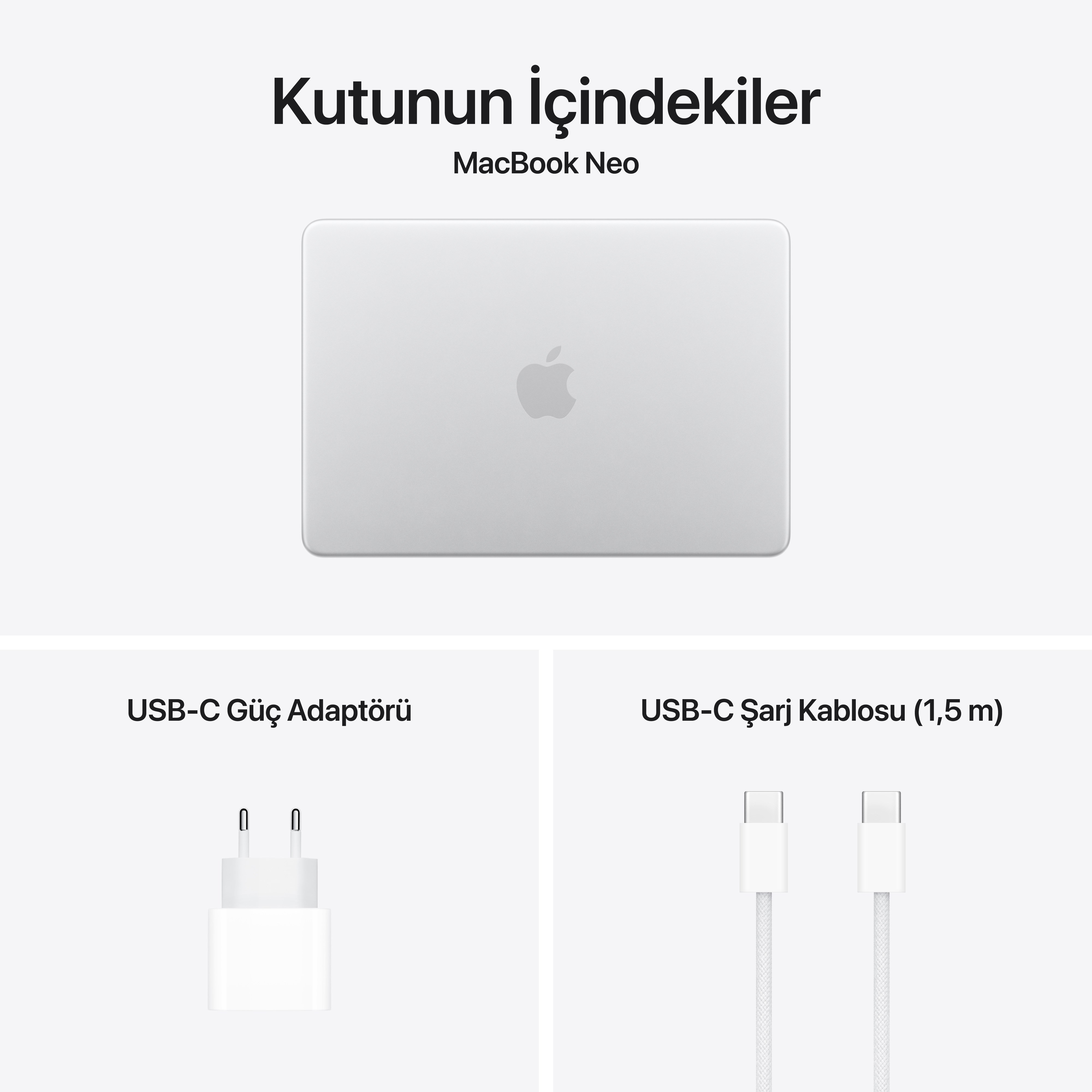 MacBook Neo 13'' 6-Core CPU 5-Core GPU Apple A18 Pro 8GB 256GB SSD Touch ID'li Magic Keyboard Gümüş MHFA4TU/A
