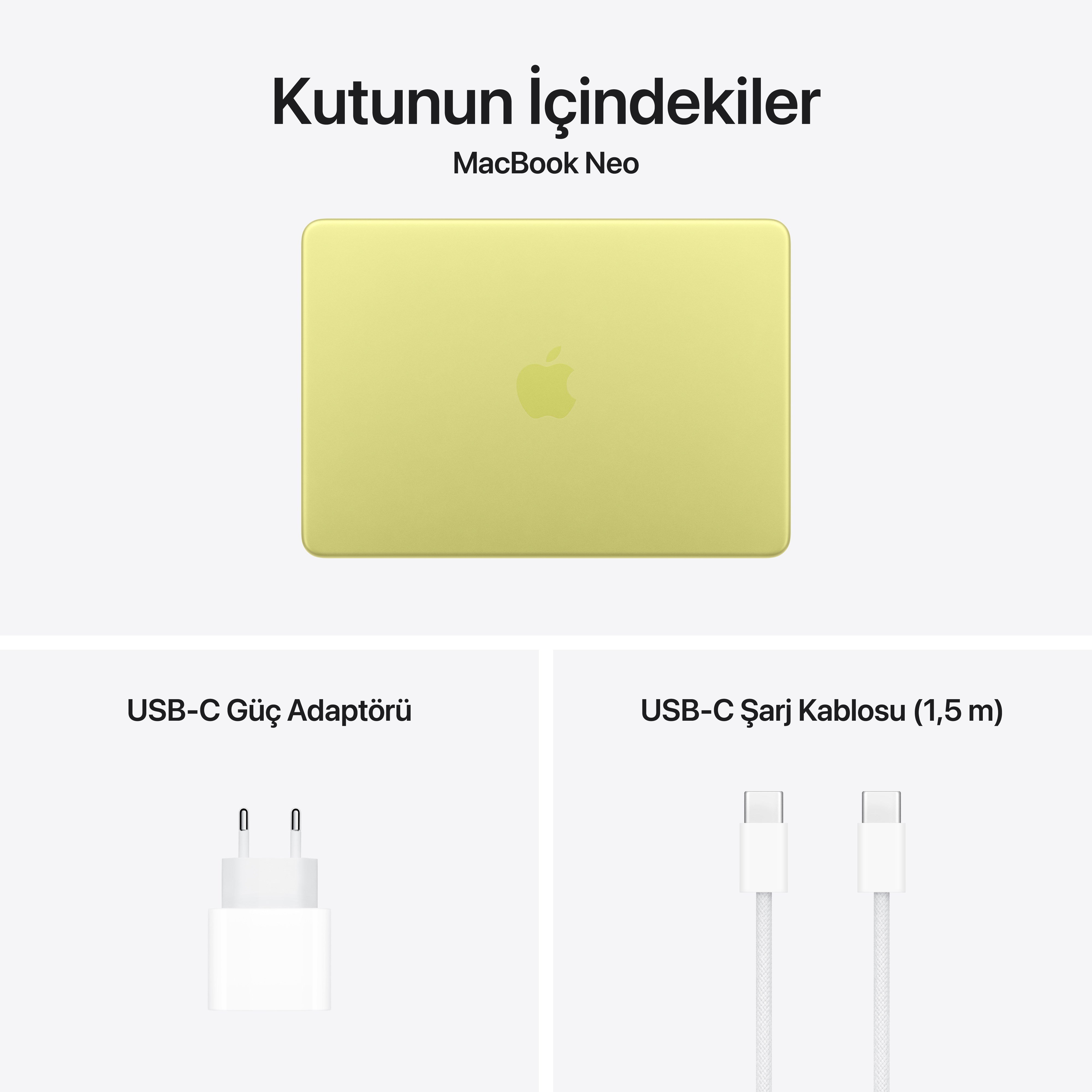 MacBook Neo 13'' 6-Core CPU 5-Core GPU Apple A18 Pro 8GB 256GB SSD Magic Keyboard Puslu Sarı MHFD4TU/A