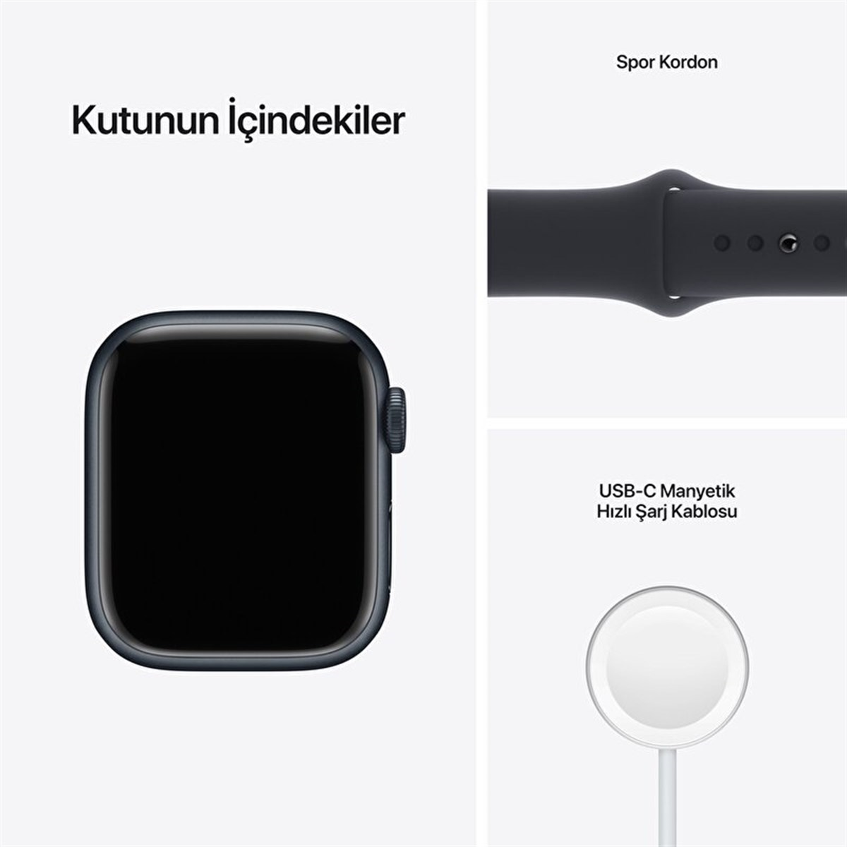 Apple Watch Series 7 GPS, 41mm Gece Yarısı Alüminyum Kasa ve Gece Yarısı Spor Kordon - MKMX3TU/A