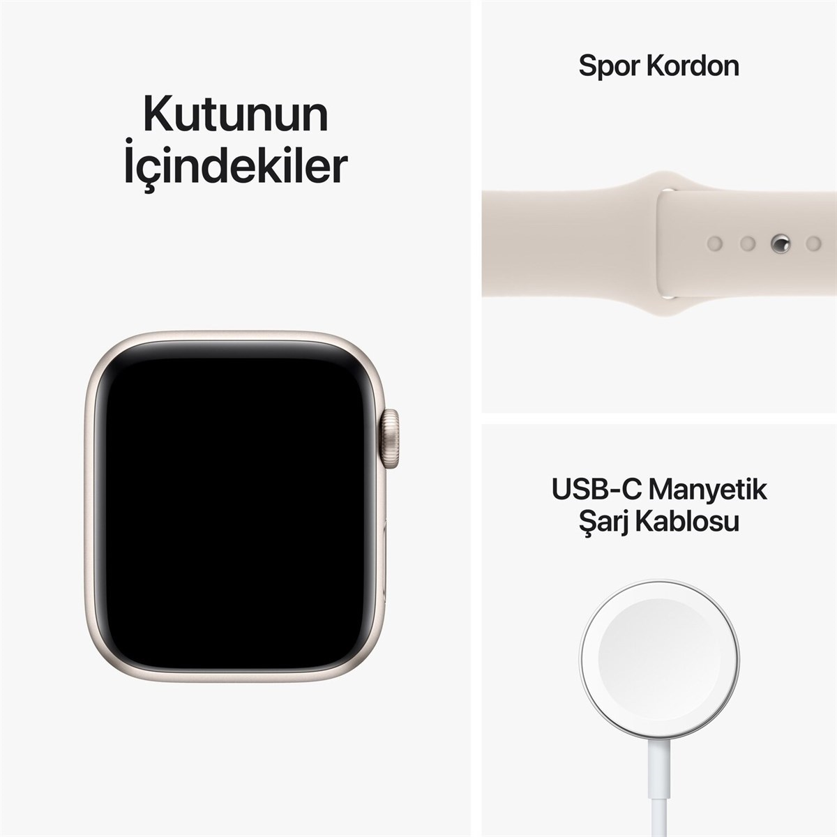 Apple Watch SE GPS 40mm Yıldız Işığı Alüminyum Kasa ve Yıldız Işığı Spor Kordon MNJP3TU/A