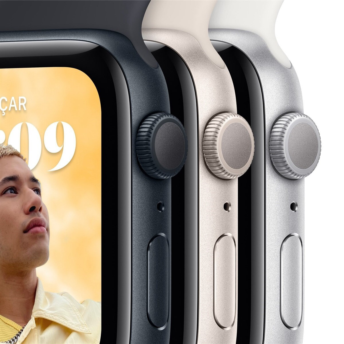Apple Watch SE GPS 40mm Yıldız Işığı Alüminyum Kasa ve Yıldız Işığı Spor Kordon MNJP3TU/A