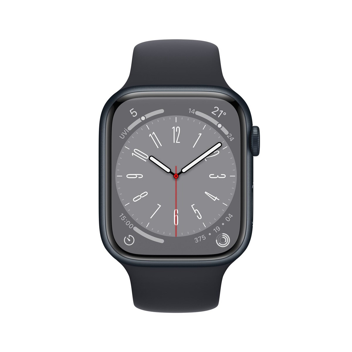 Apple Watch Series 8 GPS 45mm Gece Yarısı Alüminyum Kasa Gece Yarısı Spor Kordon MNP13TU/A