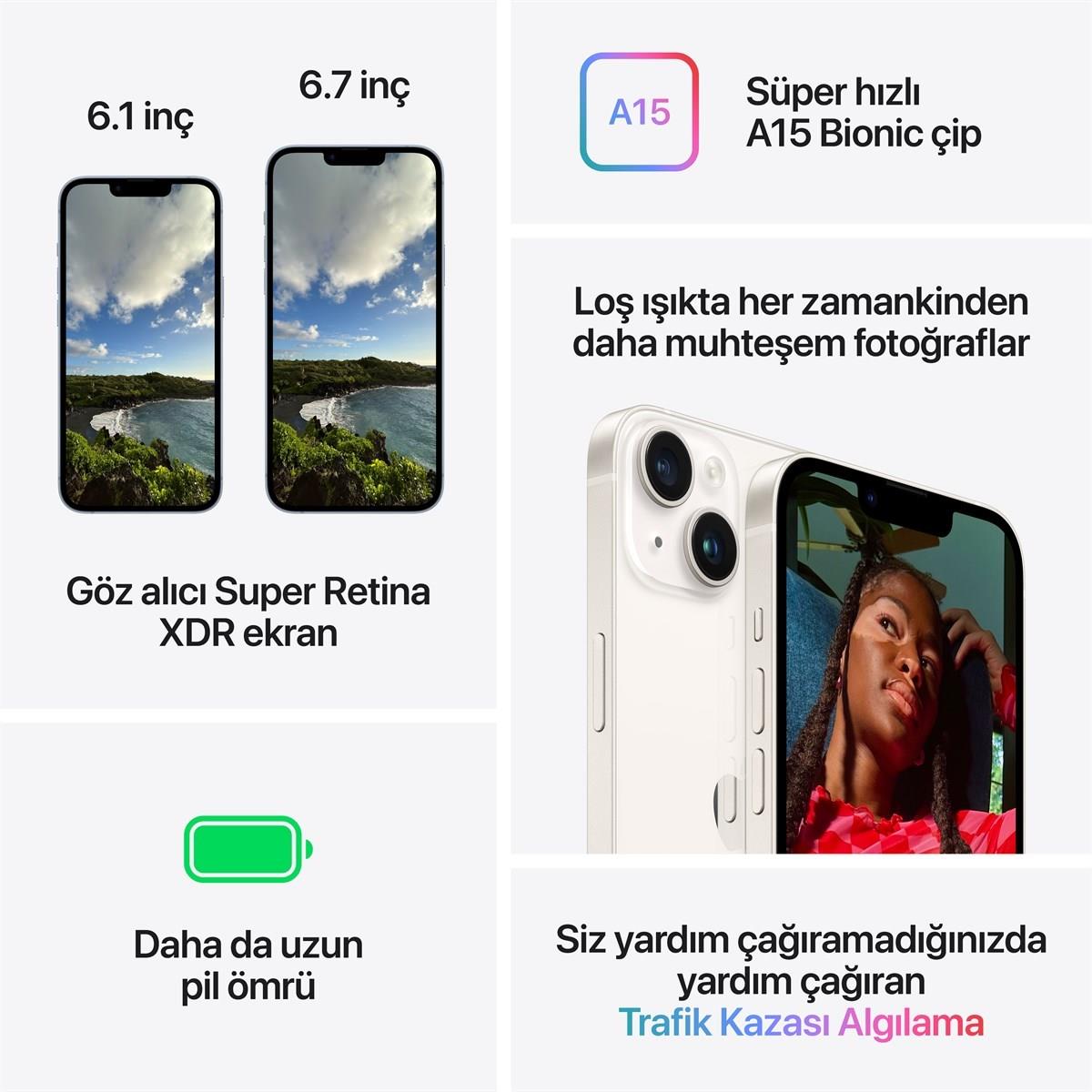 iPhone 14 Yıldız Işığı 128GB MPUR3TU/A
