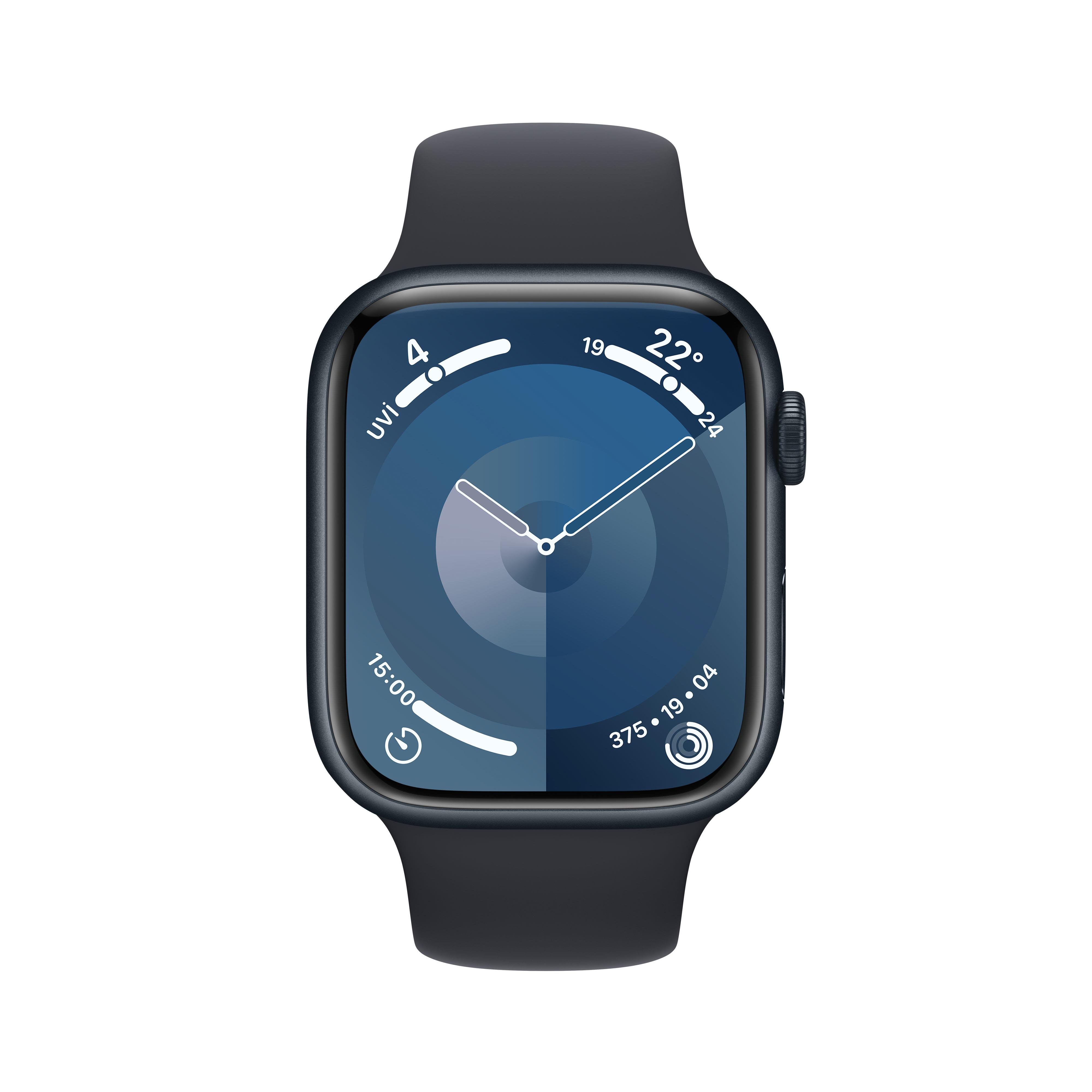 Apple Watch Series 9 GPS 45mm Gece Yarısı Alüminyum Kasa Gece Yarısı Spor Kordon (S-M) - MR993TU/A