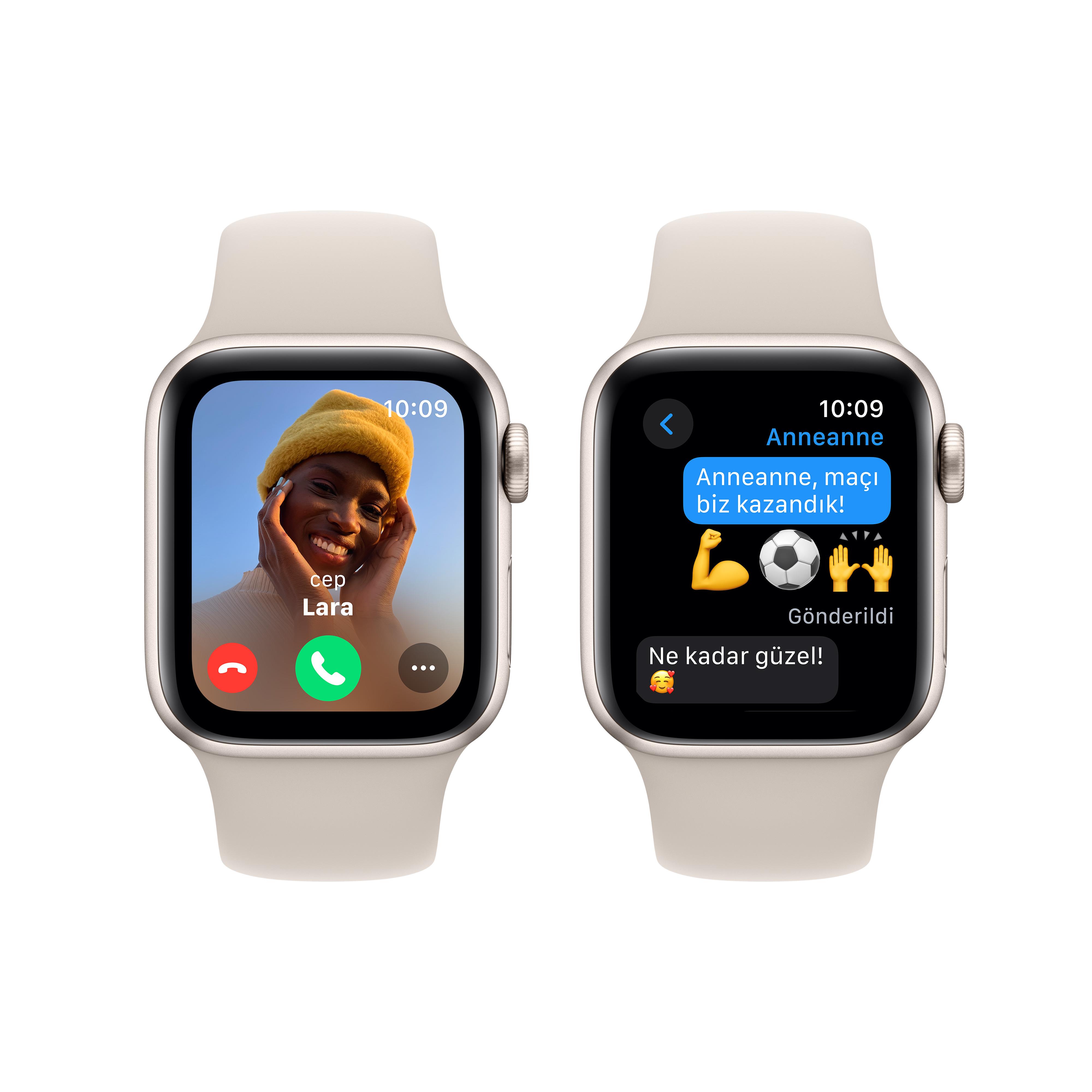 Apple Watch SE ( 2.nesil ) GPS 40mm Yıldız Işığı Alüminyum Kasa ve Yıldız Işığı Spor Kordon S/M - MR9U3TU/A