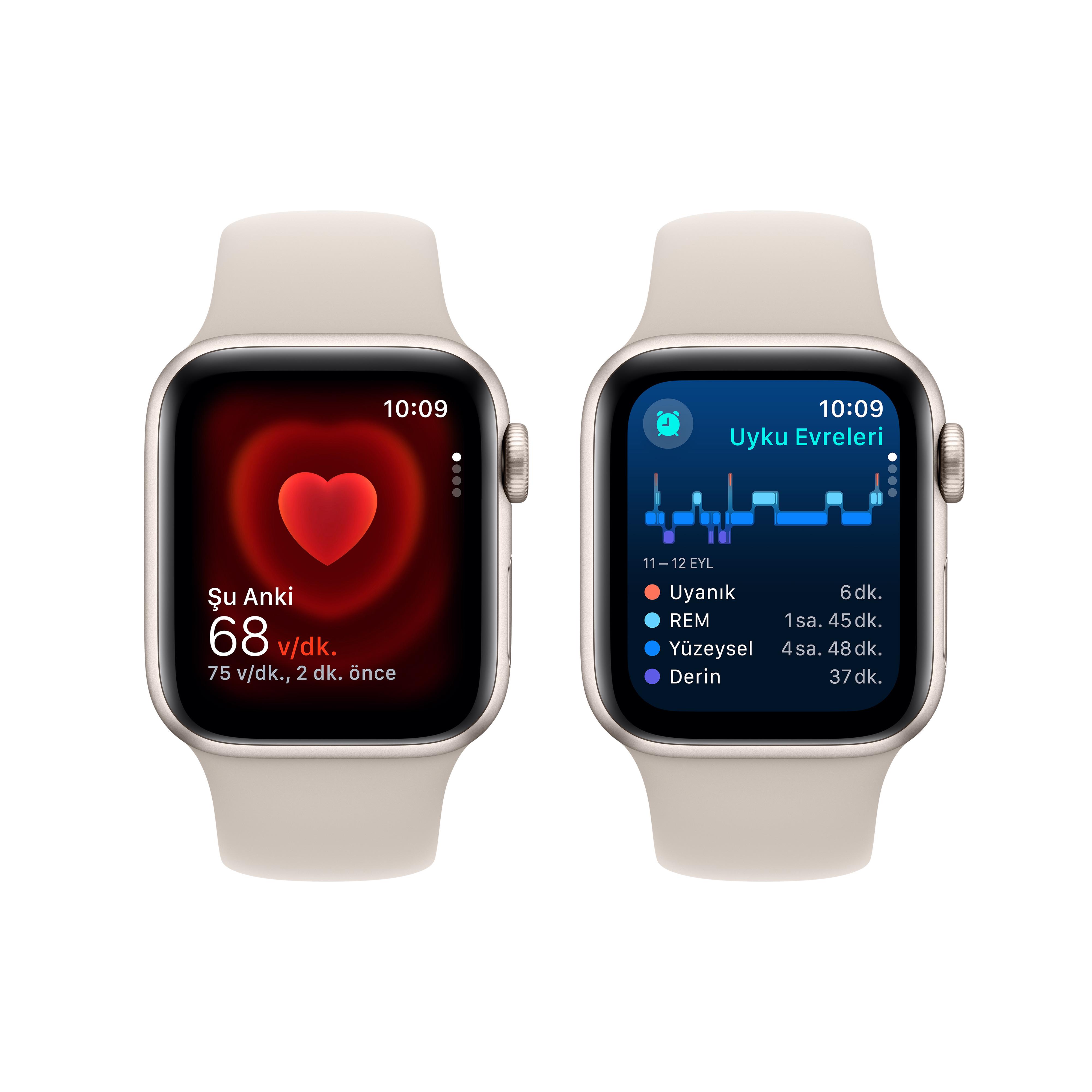 Apple Watch SE ( 2.nesil ) GPS 40mm Yıldız Işığı Alüminyum Kasa ve Yıldız Işığı Spor Kordon S/M - MR9U3TU/A