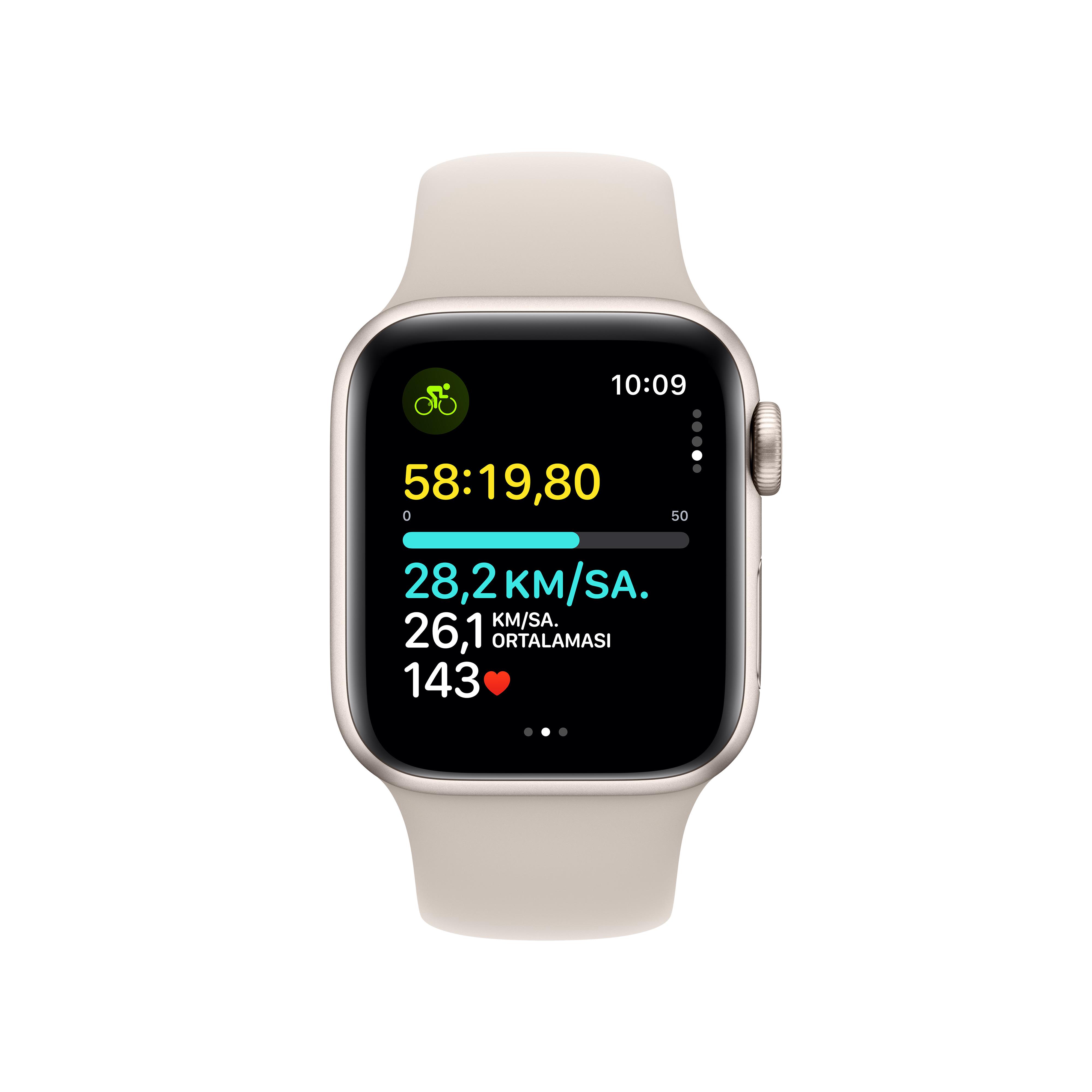 Apple Watch SE ( 2.nesil ) GPS 40mm Yıldız Işığı Alüminyum Kasa ve Yıldız Işığı Spor Kordon S/M - MR9U3TU/A
