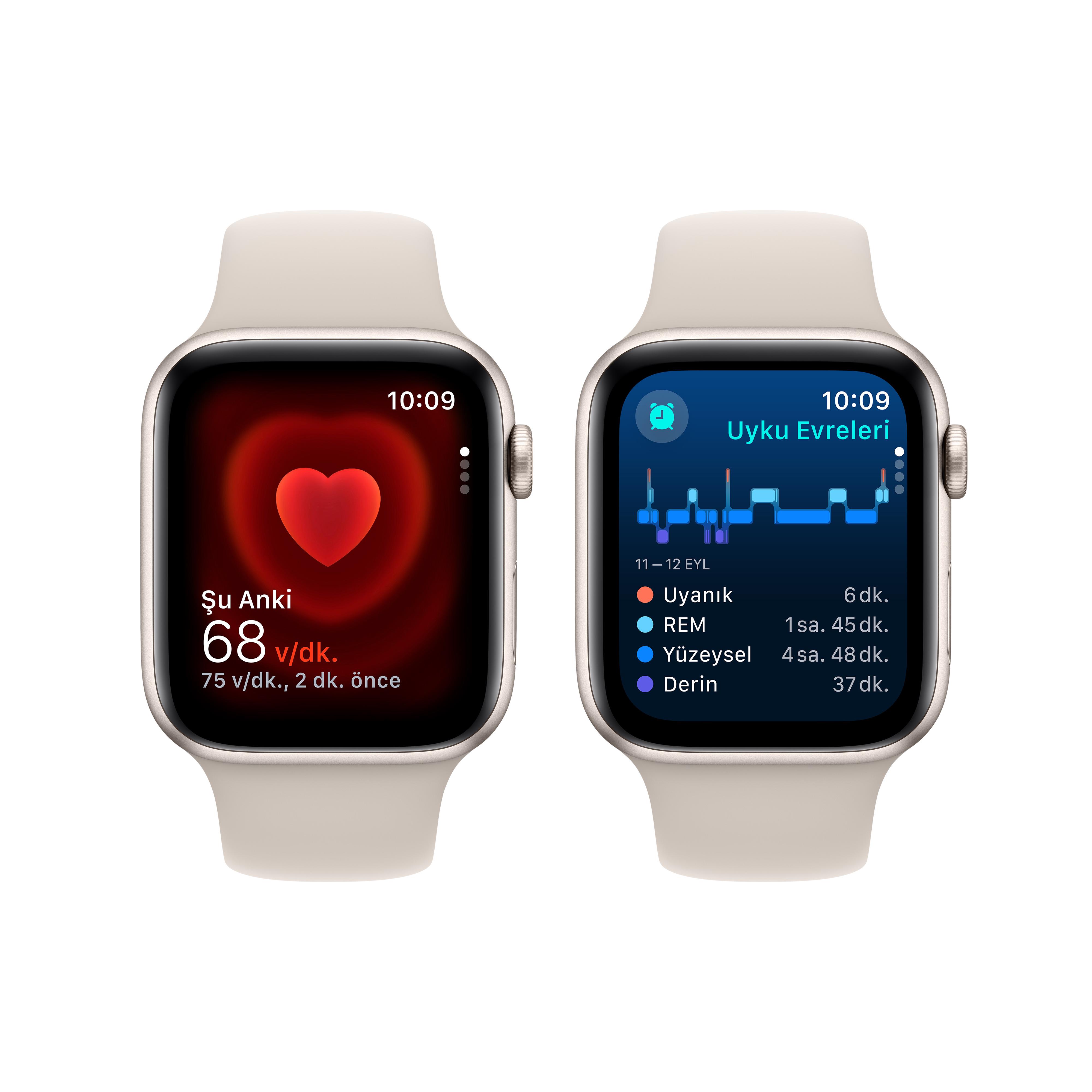 Apple Watch SE ( 2.nesil ) GPS 44mm Yıldız Işığı Alüminyum Kasa ve Yıldız Işığı Spor Kordon S/M - MRE43TU/A