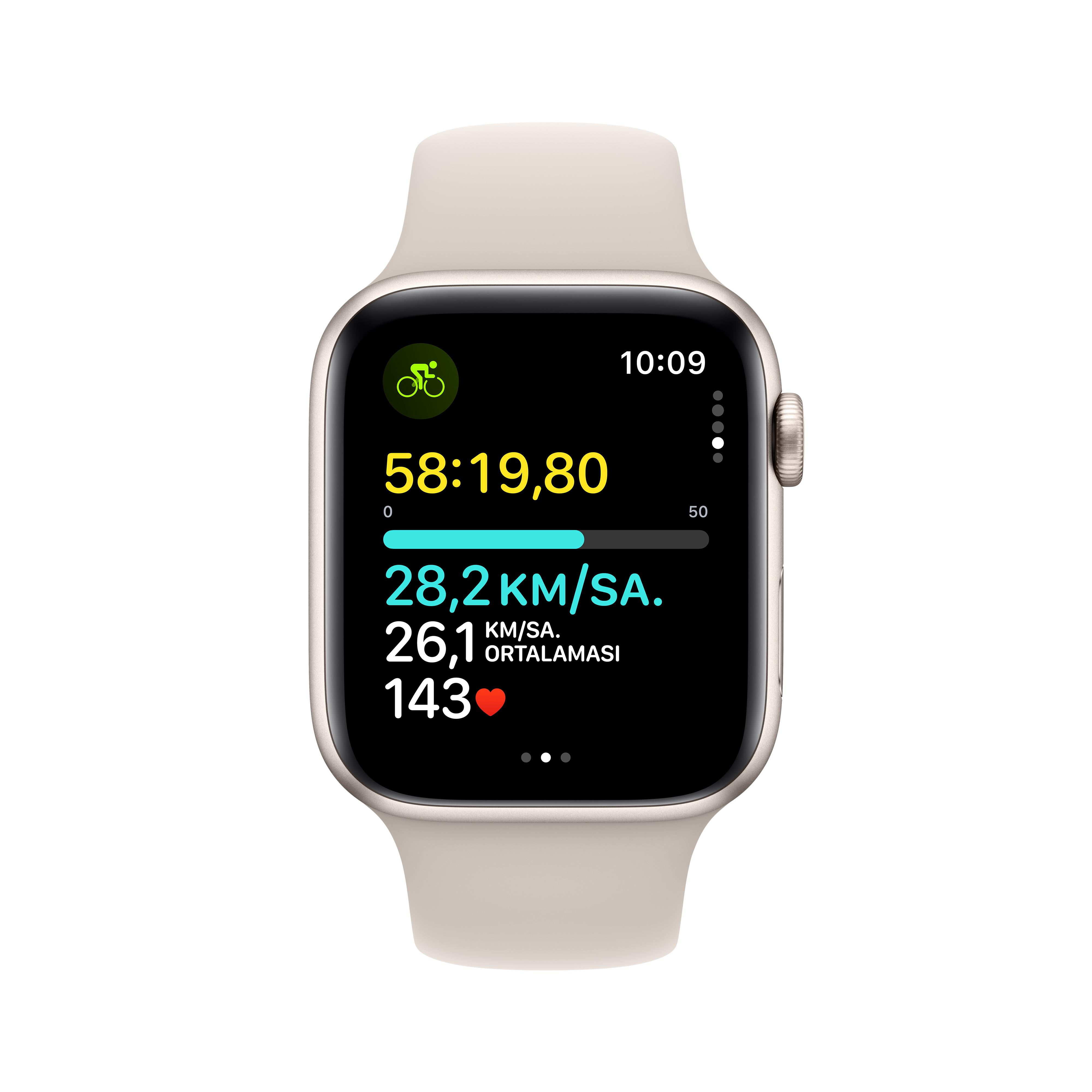 Apple Watch SE ( 2.nesil ) GPS 44mm Yıldız Işığı Alüminyum Kasa ve Yıldız Işığı Spor Kordon S/M - MRE43TU/A