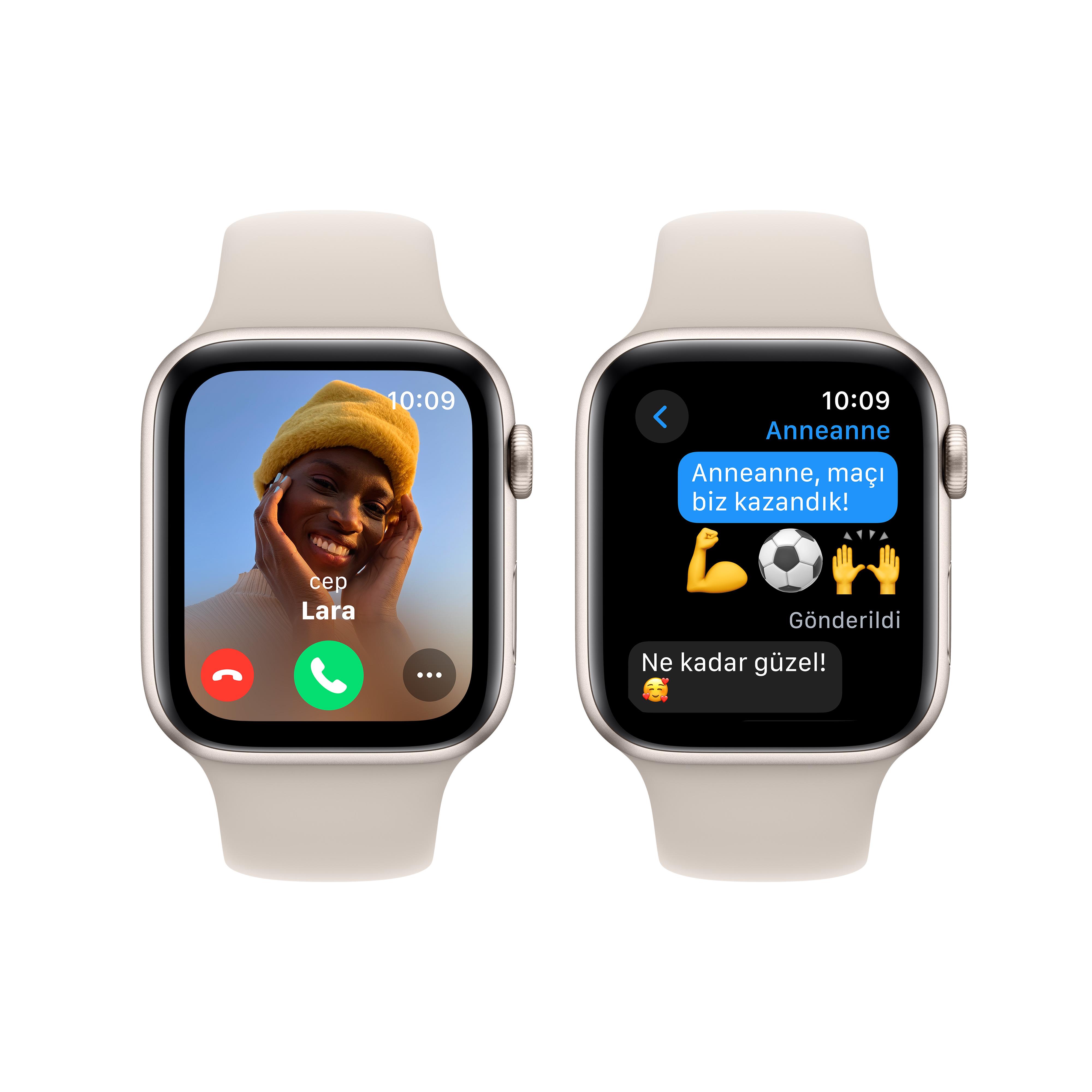 Apple Watch SE ( 2.nesil ) GPS 44mm Yıldız Işığı Alüminyum Kasa ve Yıldız Işığı Spor Kordon S/M - MRE43TU/A