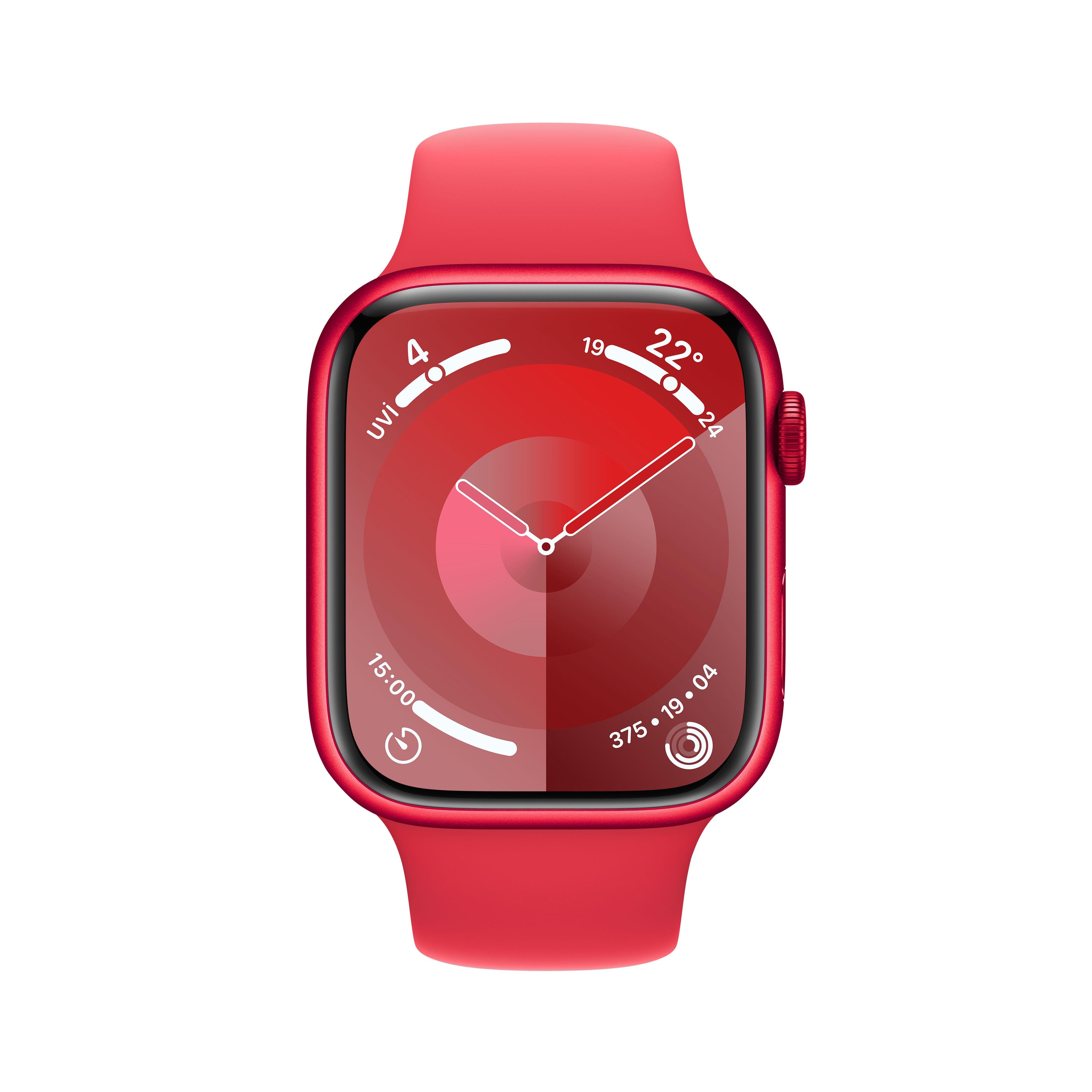 Apple Watch Series 9 GPS 45mm Kırmızı Alüminyum Kasa Kırmızı Spor Kordon (S-M) - MRXJ3TU/A