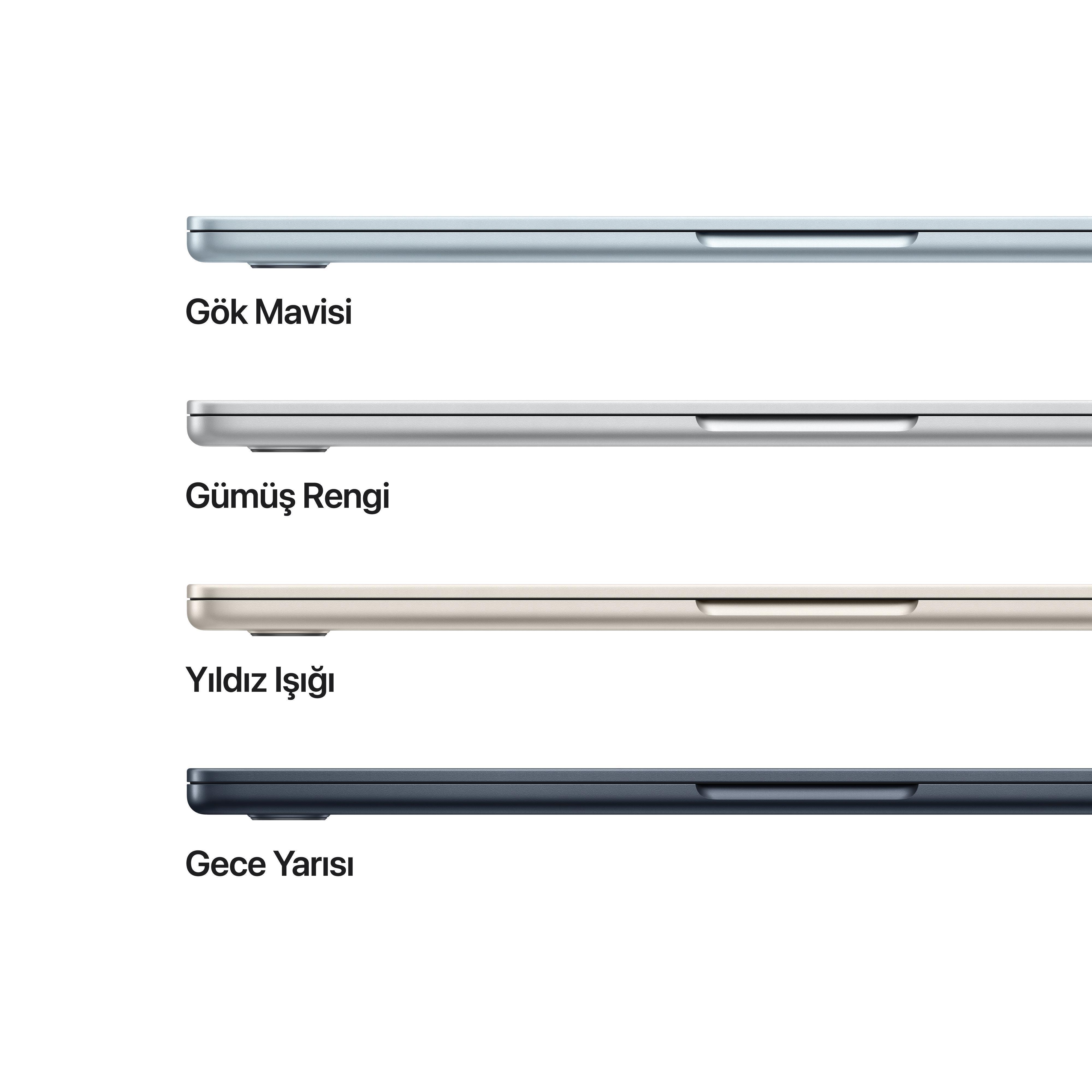 MacBook Air 13'' 10-Core CPU 8-Core GPU Apple M4 / 16GB / 256GB SSD / Gece Yarısı MW123TU/A
