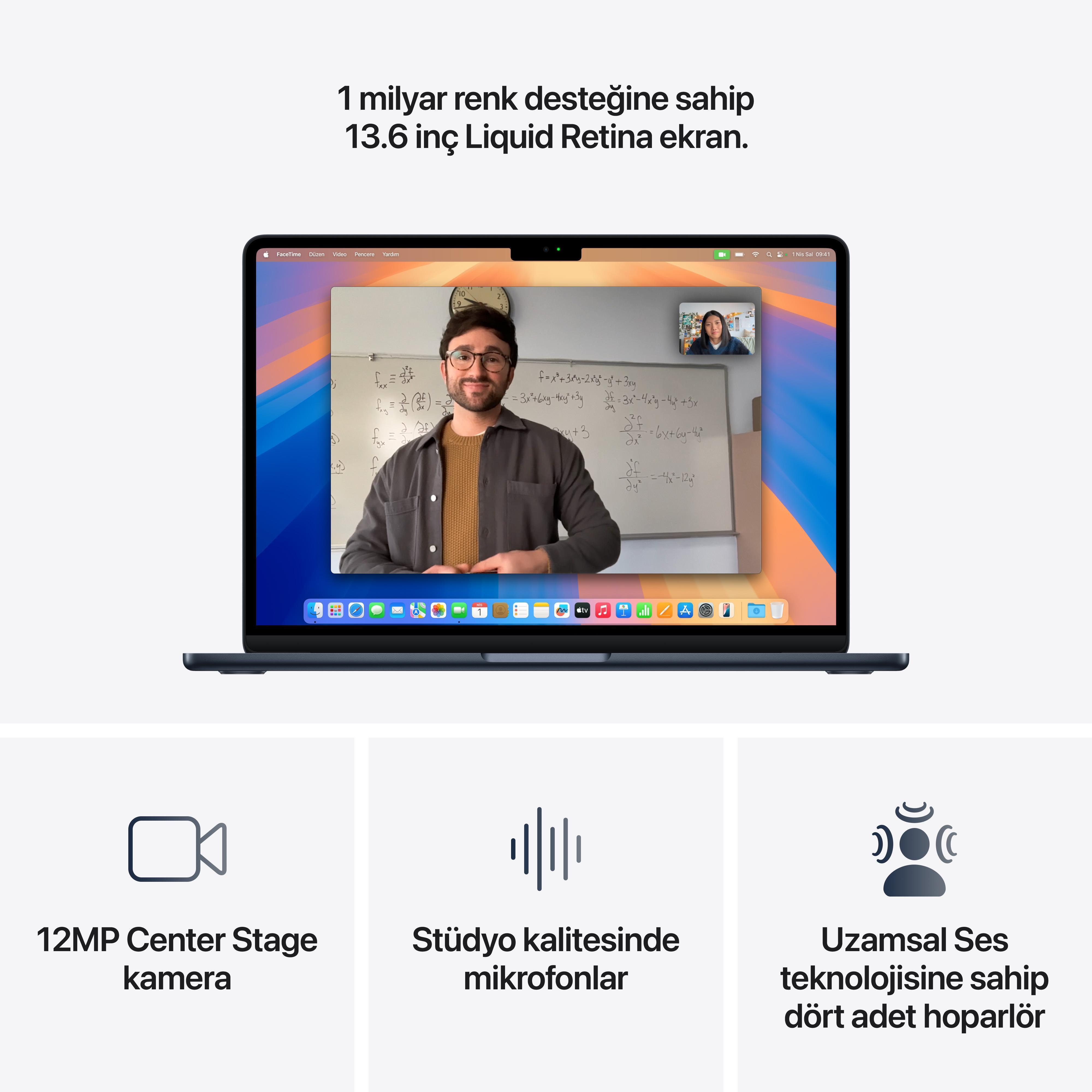 MacBook Air 13'' 10-Core CPU 8-Core GPU Apple M4 / 16GB / 256GB SSD / Gece Yarısı MW123TU/A
