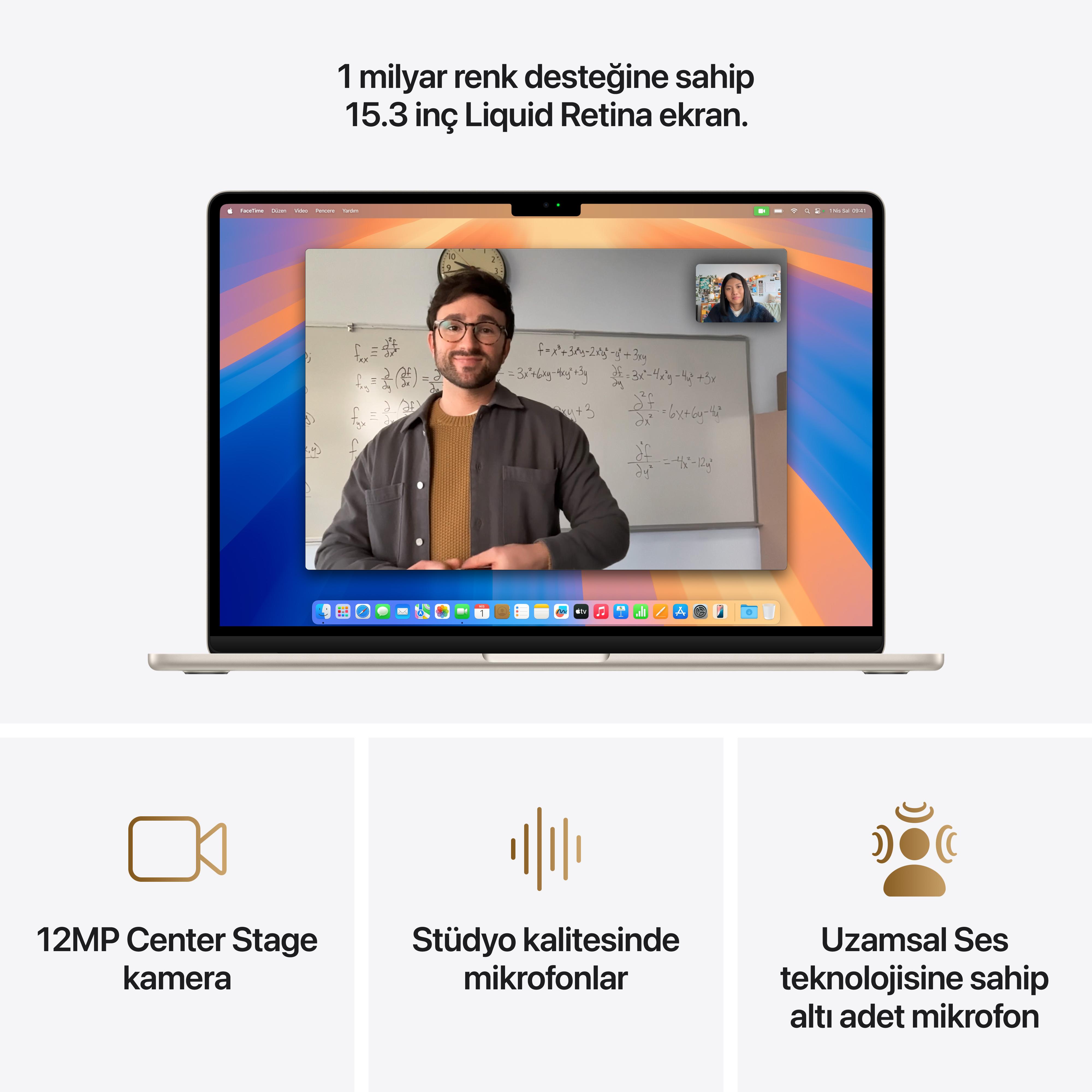 MacBook Air 15'' 10-Core CPU 8-Core GPU Apple M4 / 16GB / 256GB SSD / Gece Yarısı MacBook Air 13'' 10-Core CPU 8-Core GPU Apple M4 / 16GB / 256GB SSD / Yıldız Işığı MW1J3TU/A