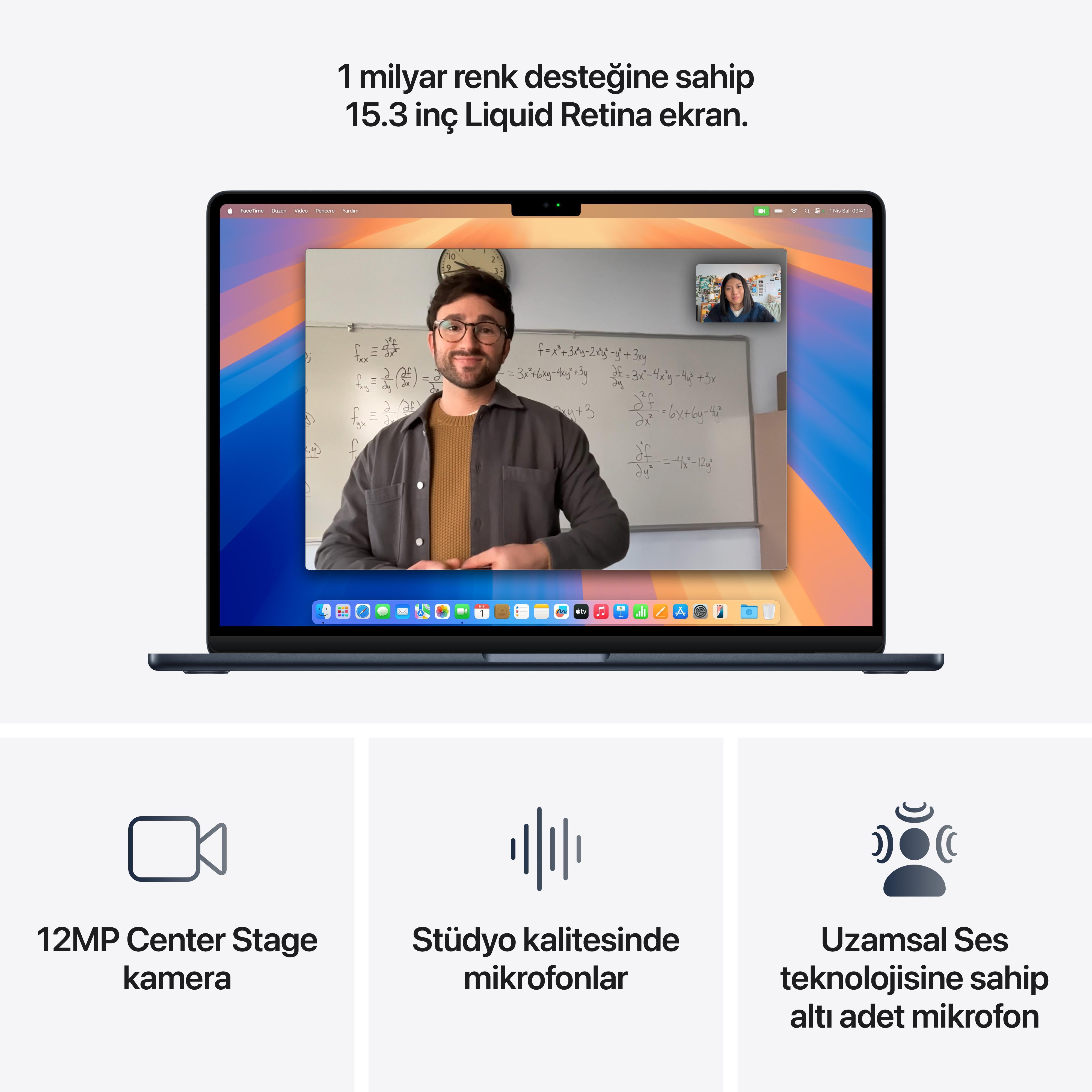 MacBook Air 15'' 10-Core CPU 8-Core GPU Apple M4 / 16GB / 256GB SSD / Gece Yarısı MacBook Air 13'' 10-Core CPU 8-Core GPU Apple M4 / 16GB / 256GB SSD / Gece Yarısı MW123TU/A