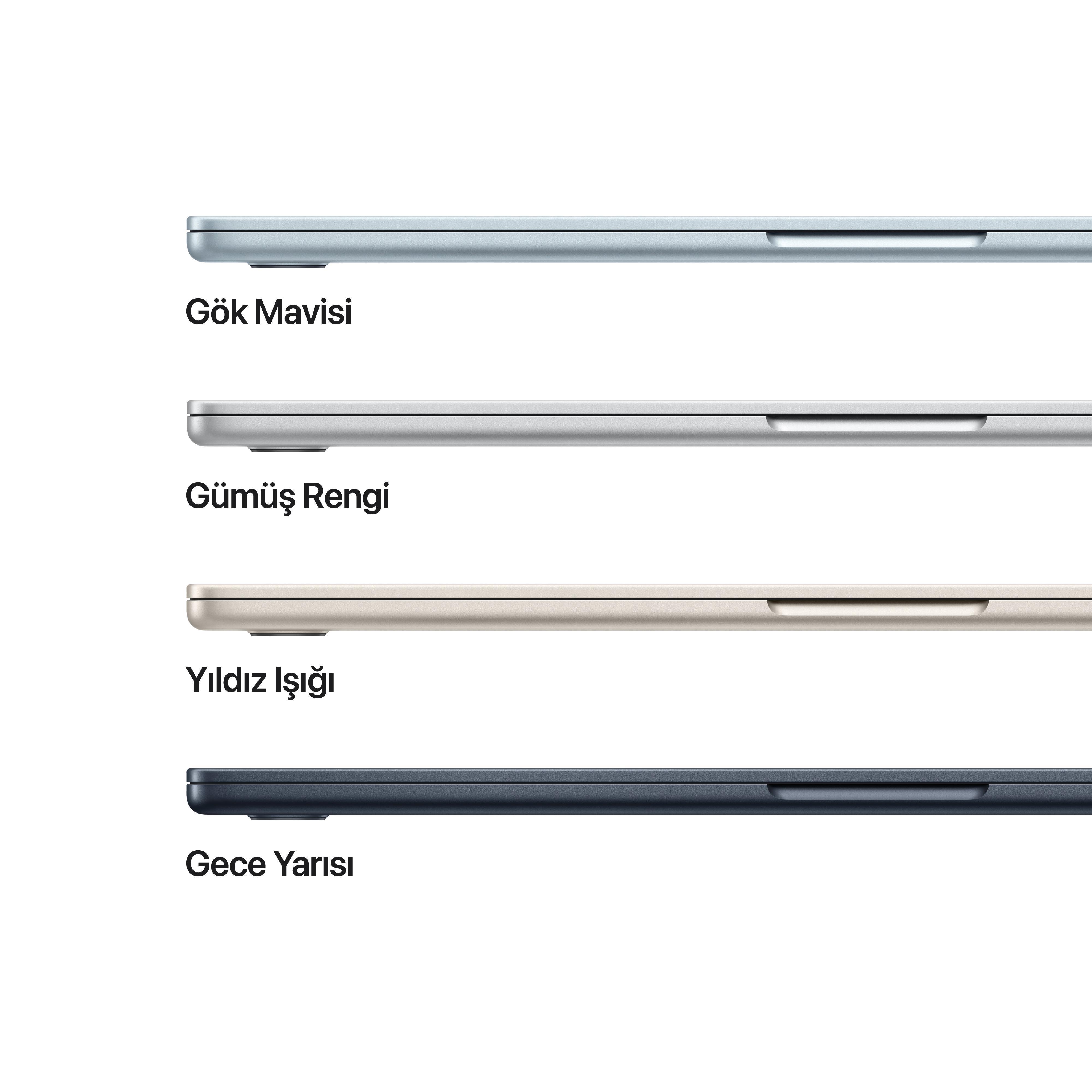 MacBook Air 15'' 10-Core CPU 8-Core GPU Apple M4 / 16GB / 256GB SSD / Gece Yarısı MacBook Air 13'' 10-Core CPU 8-Core GPU Apple M4 / 16GB / 256GB SSD / Gece Yarısı MW123TU/A