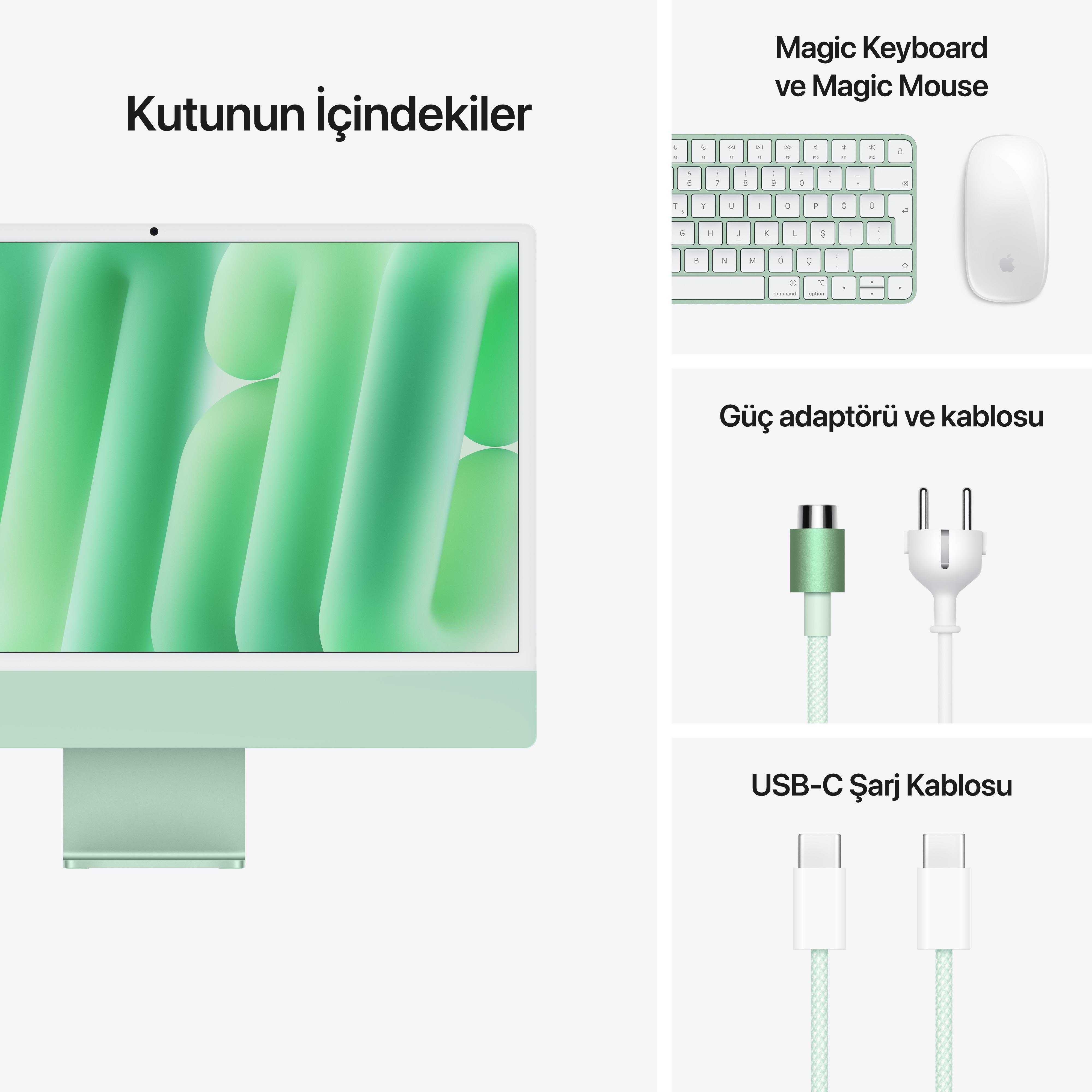 iMac 24'' Retina 4.5K Apple M4 / 8-Core CPU 8-Core GPU / 16GB / 256GB SSD / Yeşil MWUE3TU/A