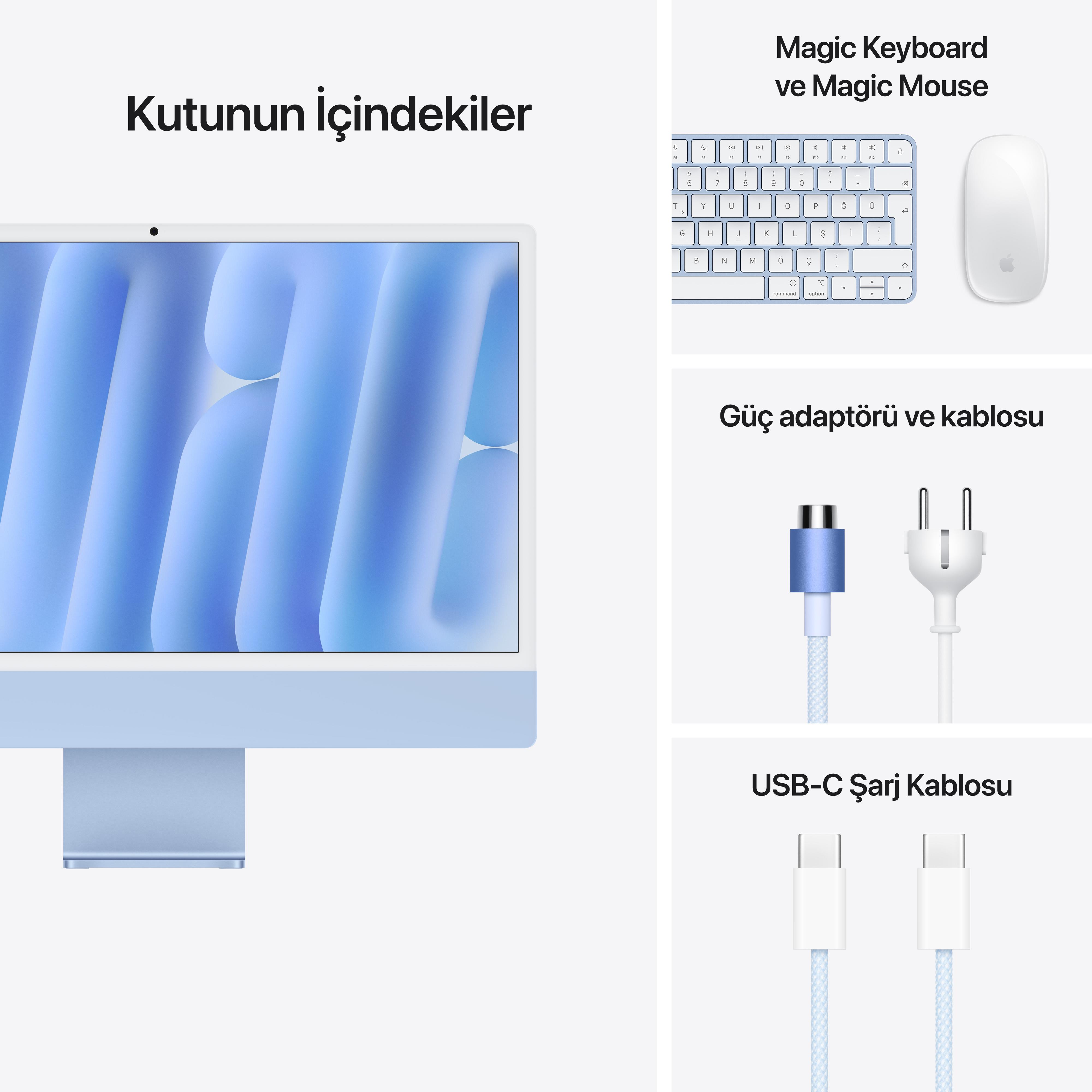 iMac 24'' Retina 4.5K Apple M4 / 8-Core CPU 8-Core GPU / 16GB / 256GB SSD / Mavi MWUF3TU/A
