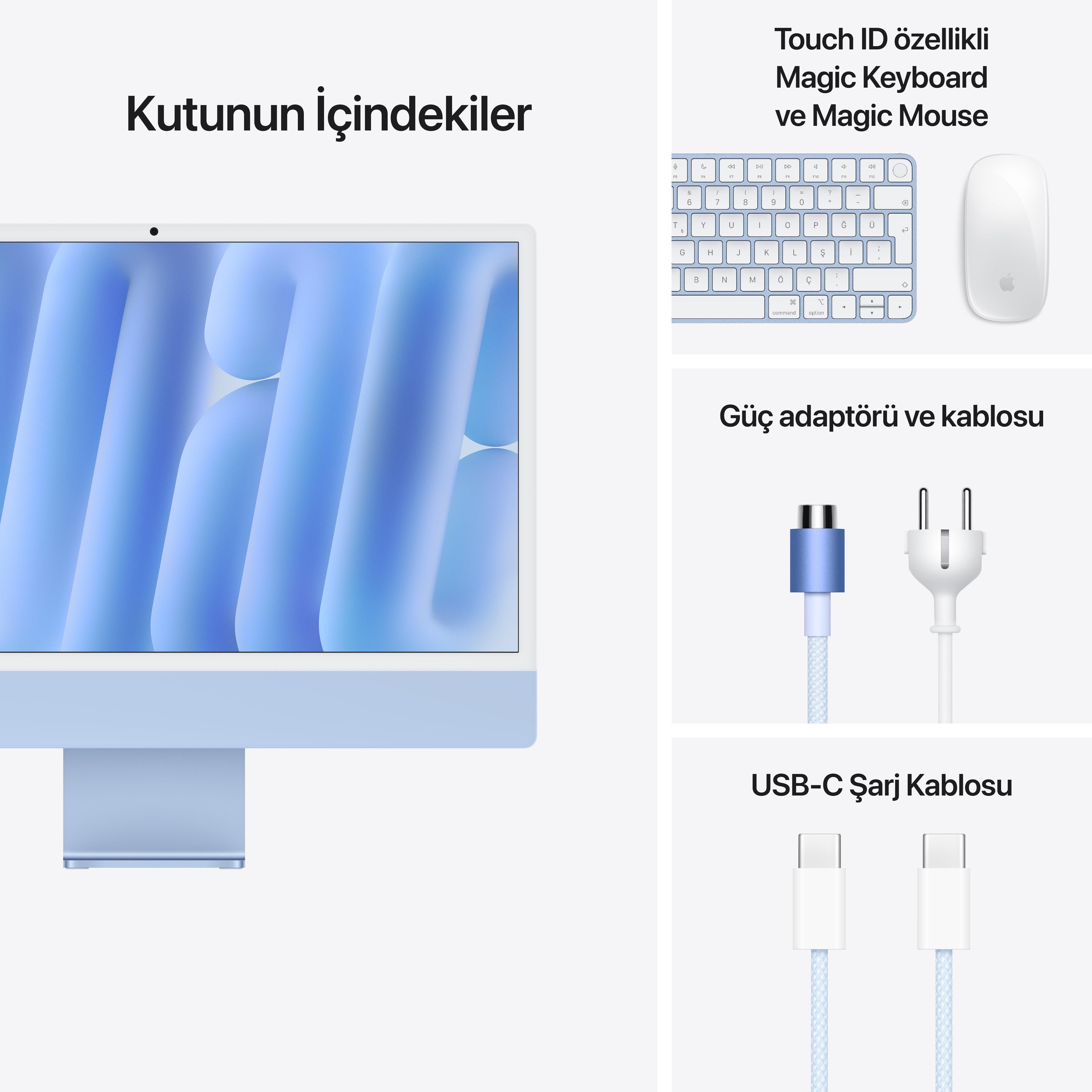 iMac 24'' Retina 4.5K Apple M4 / 10-Core CPU 10-Core GPU / 16GB / 256GB SSD / Mavi MWUY3TU/A