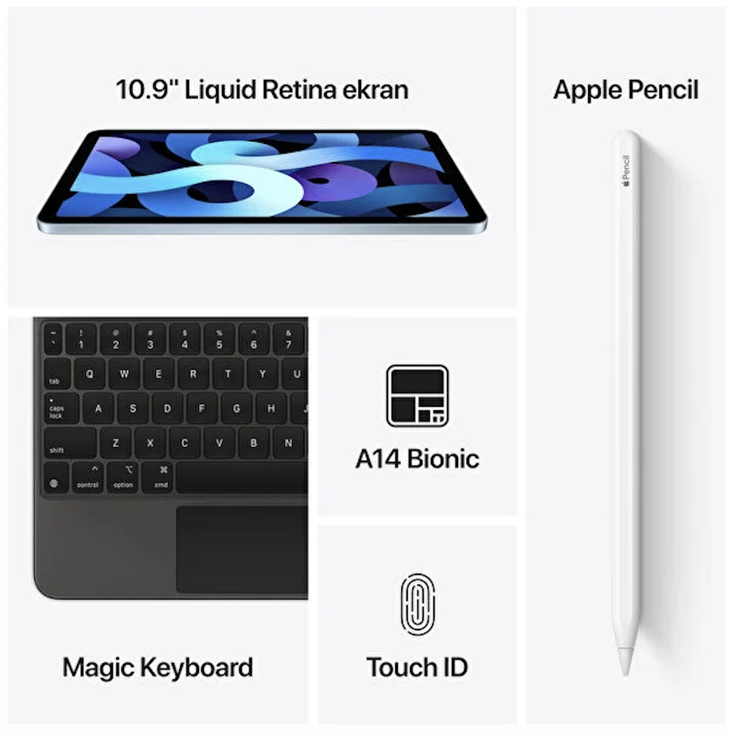 iPad Air (4.nesil) 10.9'' Wi-Fi - Cellular 64GB Uzay Grisi ve iPad Air (4. nesil) için Smart Folio - Siyah