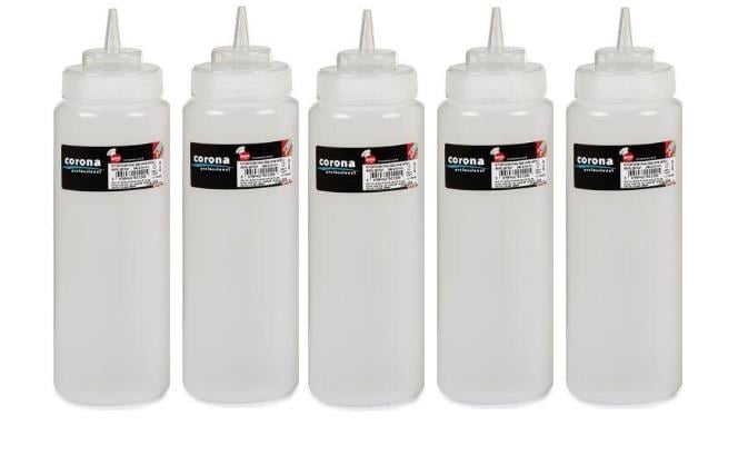 BO2120 Ketçap & Mayonez Şişe Geniş Kapaklı 950 ml Şeffaf- 5'Lİ SET
