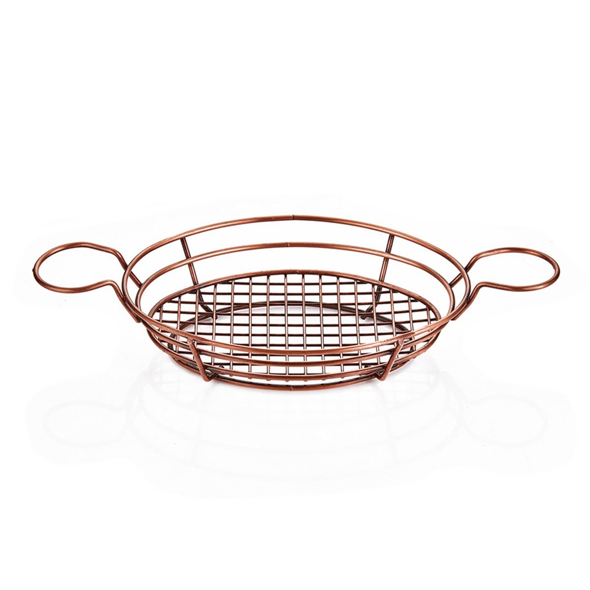Metal Oval Sunum Sepeti - Rustik Bakır