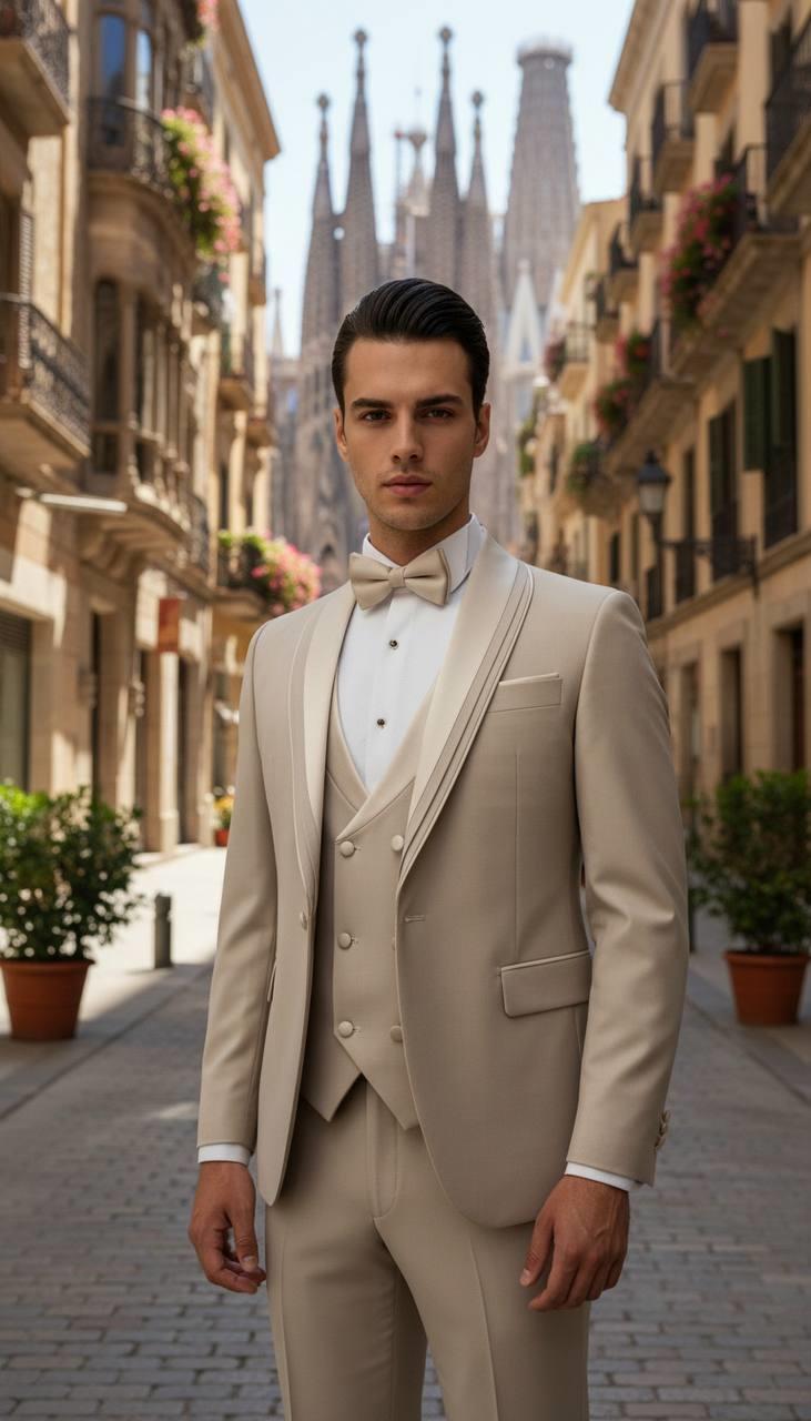 Damatlık İtalyan Kesim Slim Fit Yelekli Krem SD42215