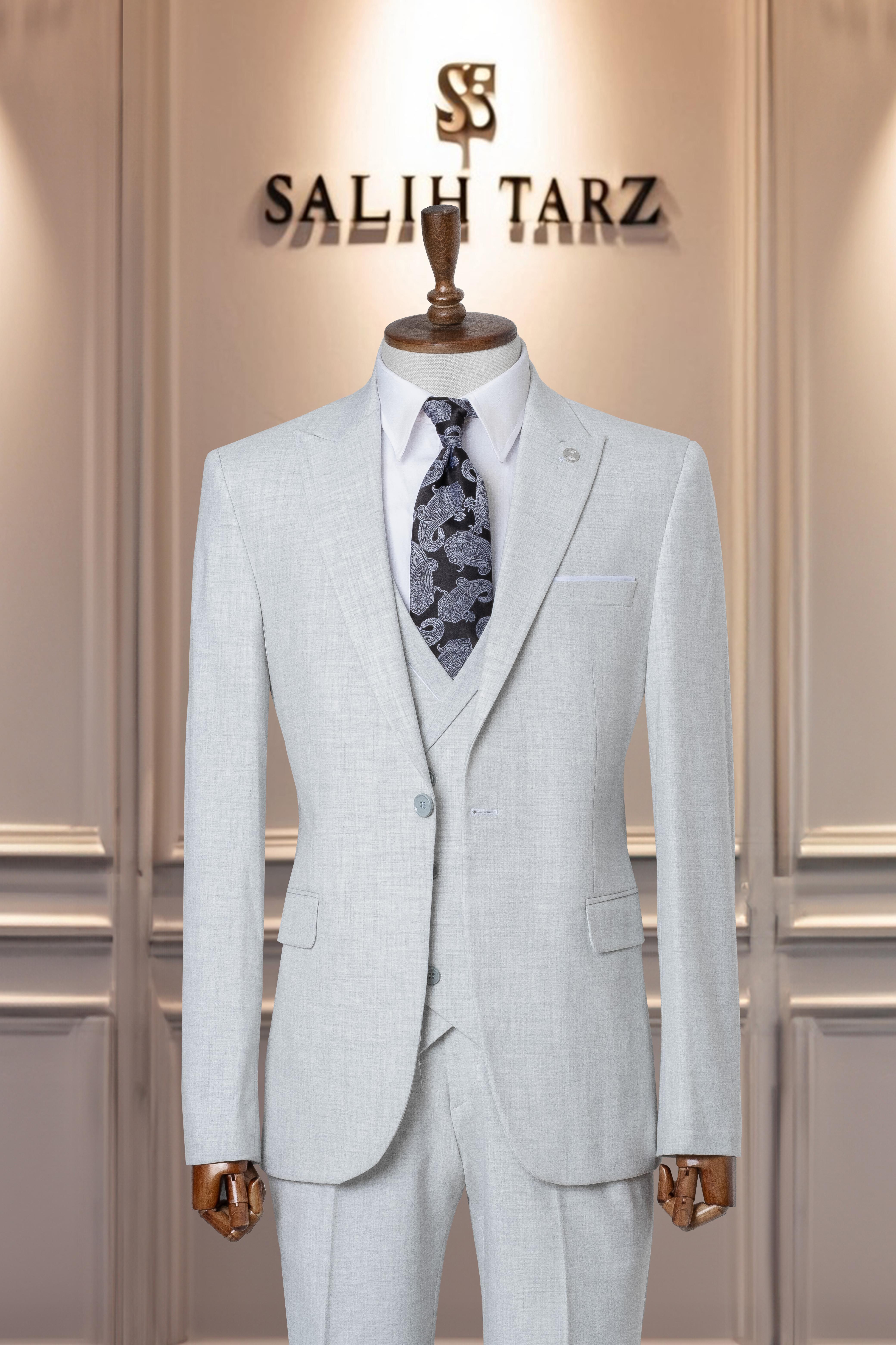 Takım Elbise İtalyan Kesim Yelekli SlimFit Gri SD41050