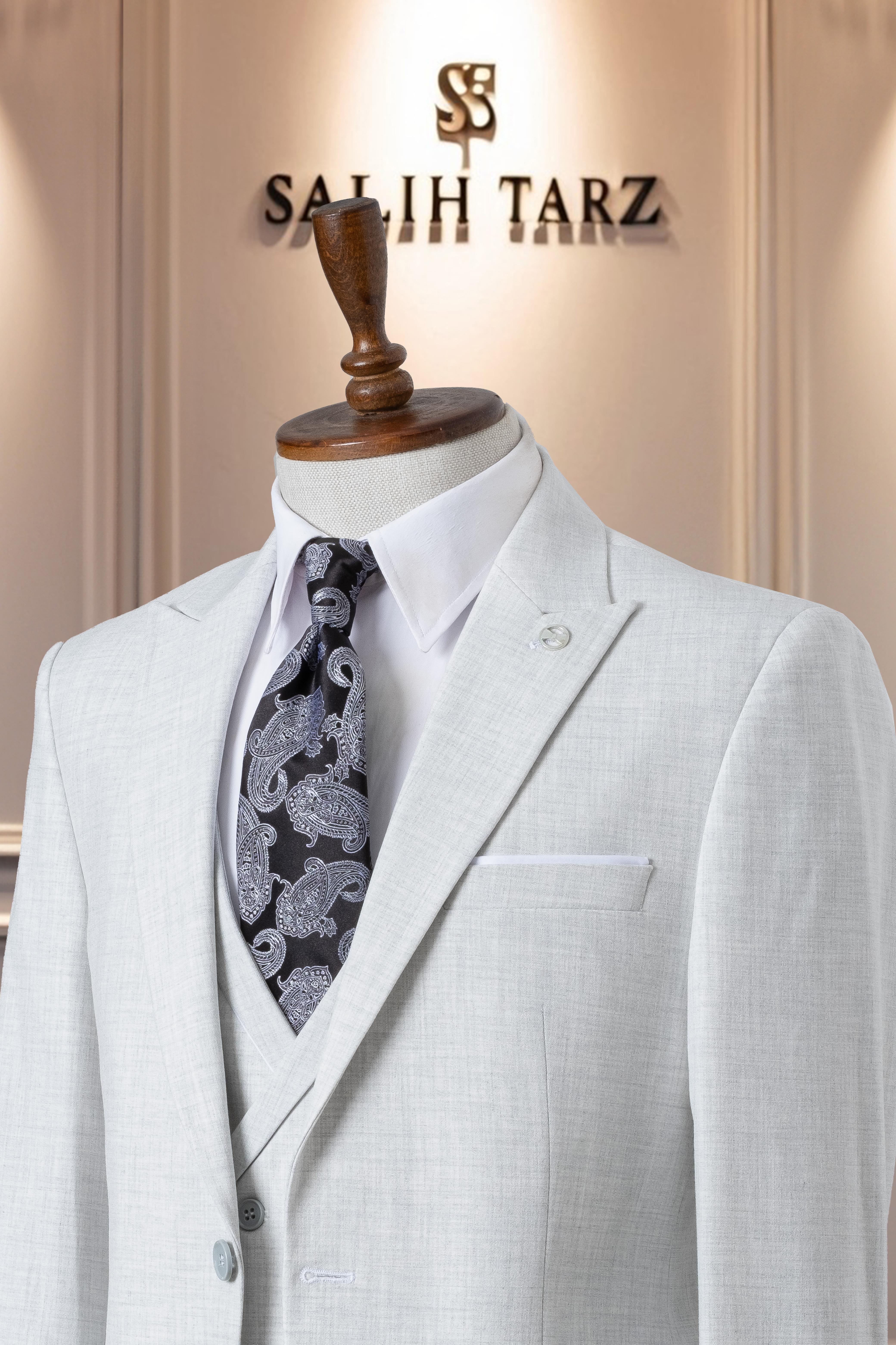 Takım Elbise İtalyan Kesim Yelekli SlimFit Gri SD41050