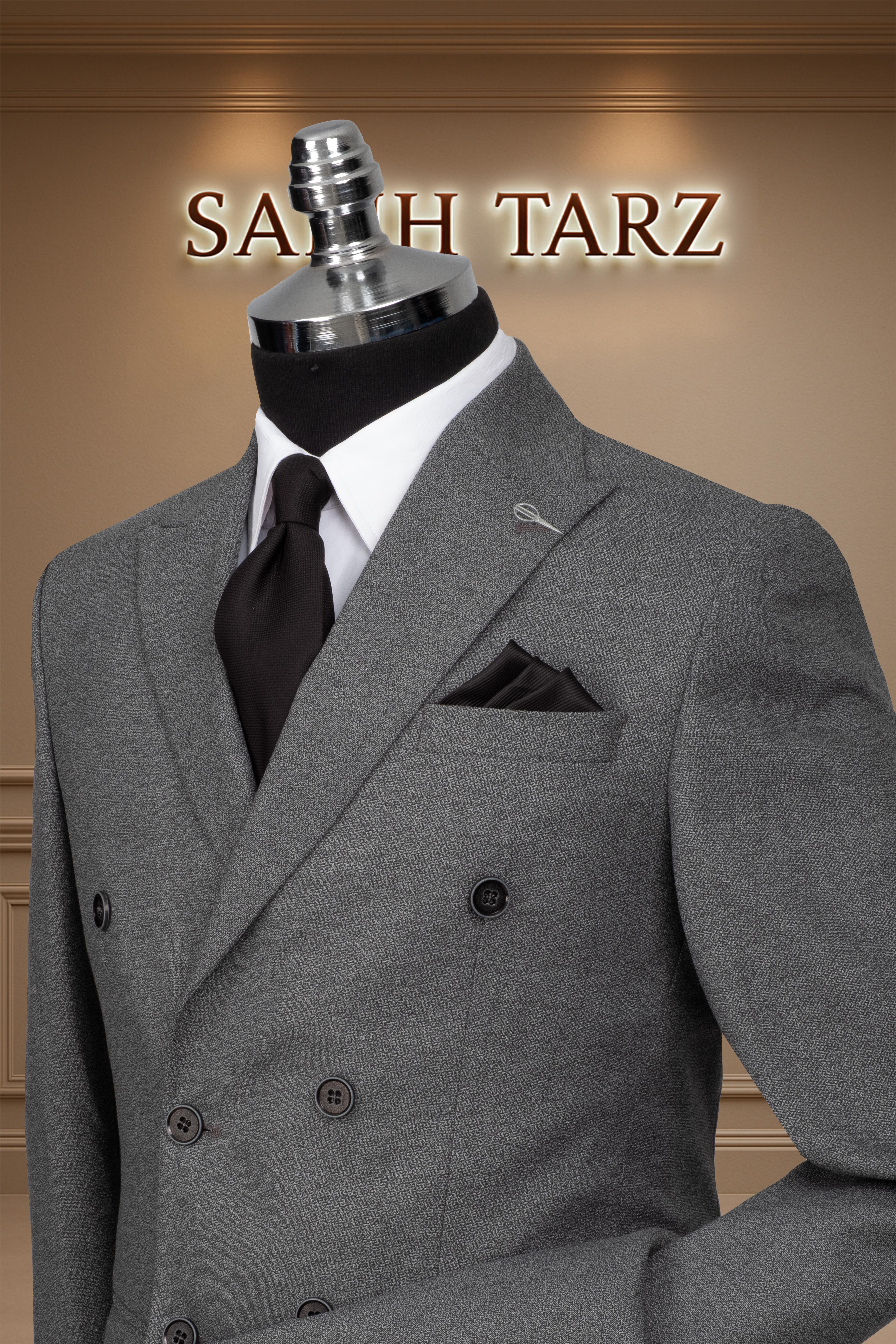 Takım Elbise Kruvaze SlimFit Gri Çizgili SD42175