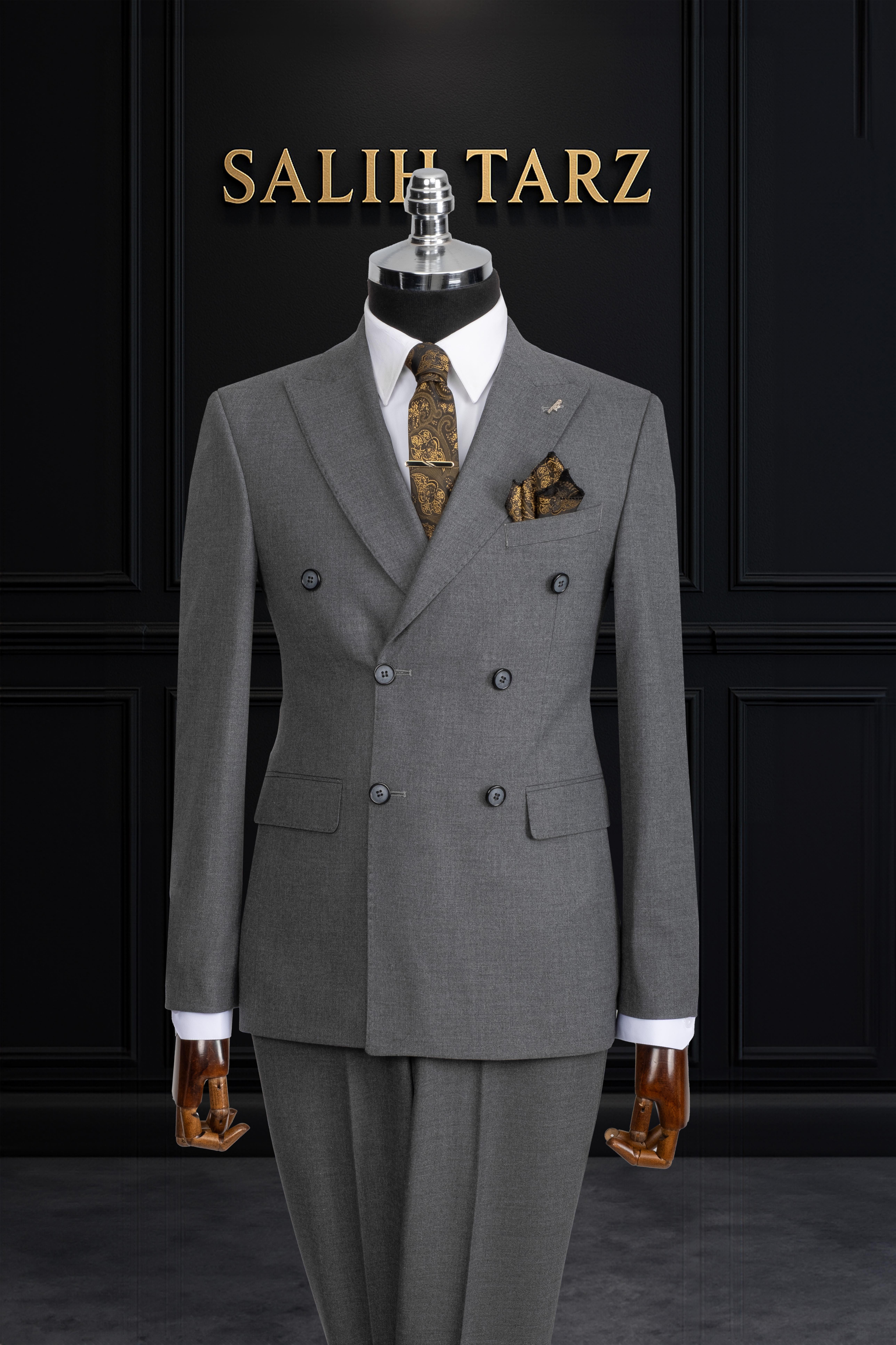 Takım Elbise Kruvaze SlimFit Gri SD42156
