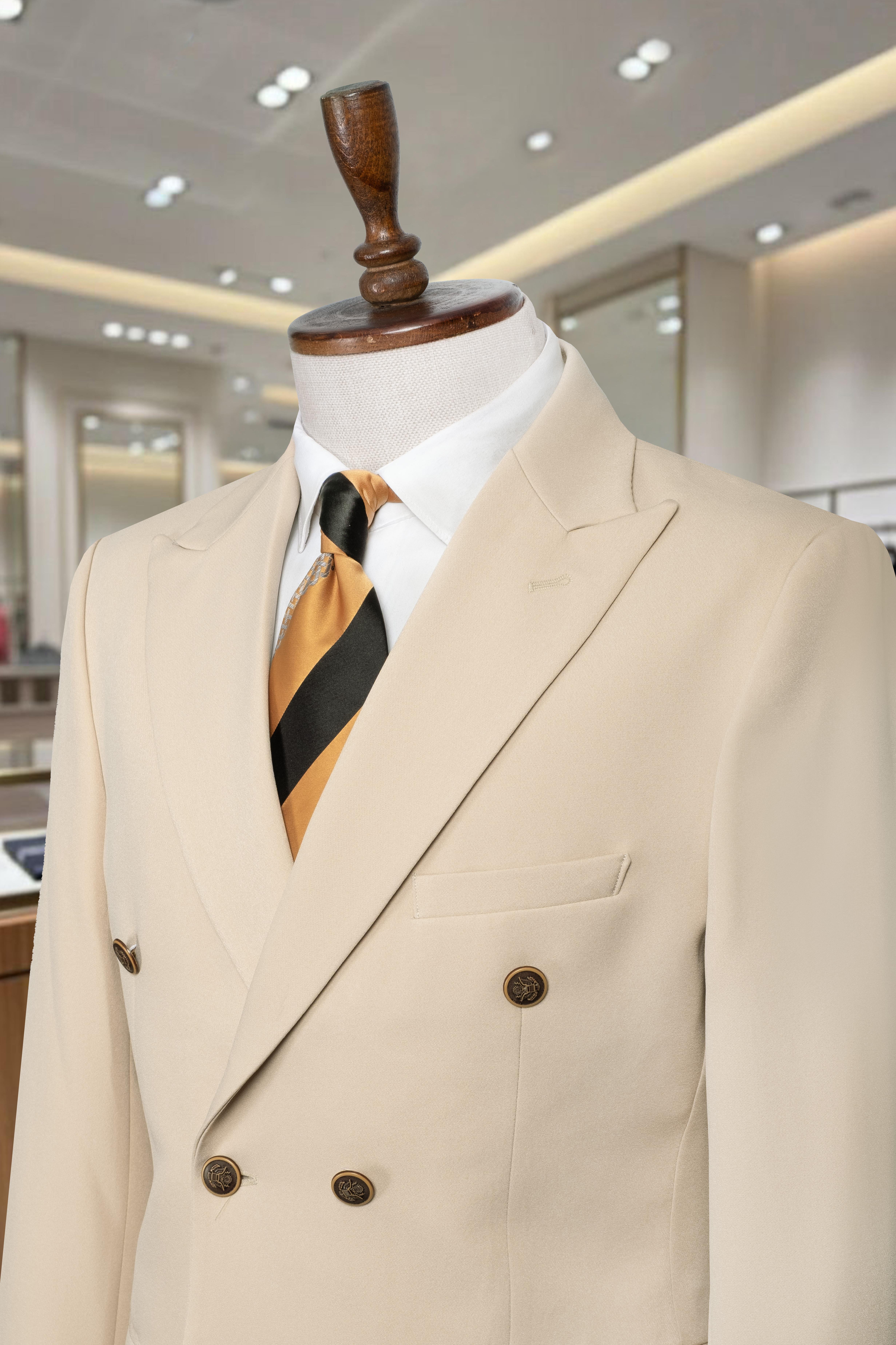 Takım Elbise Kruvaze SlimFit Krem SD42263