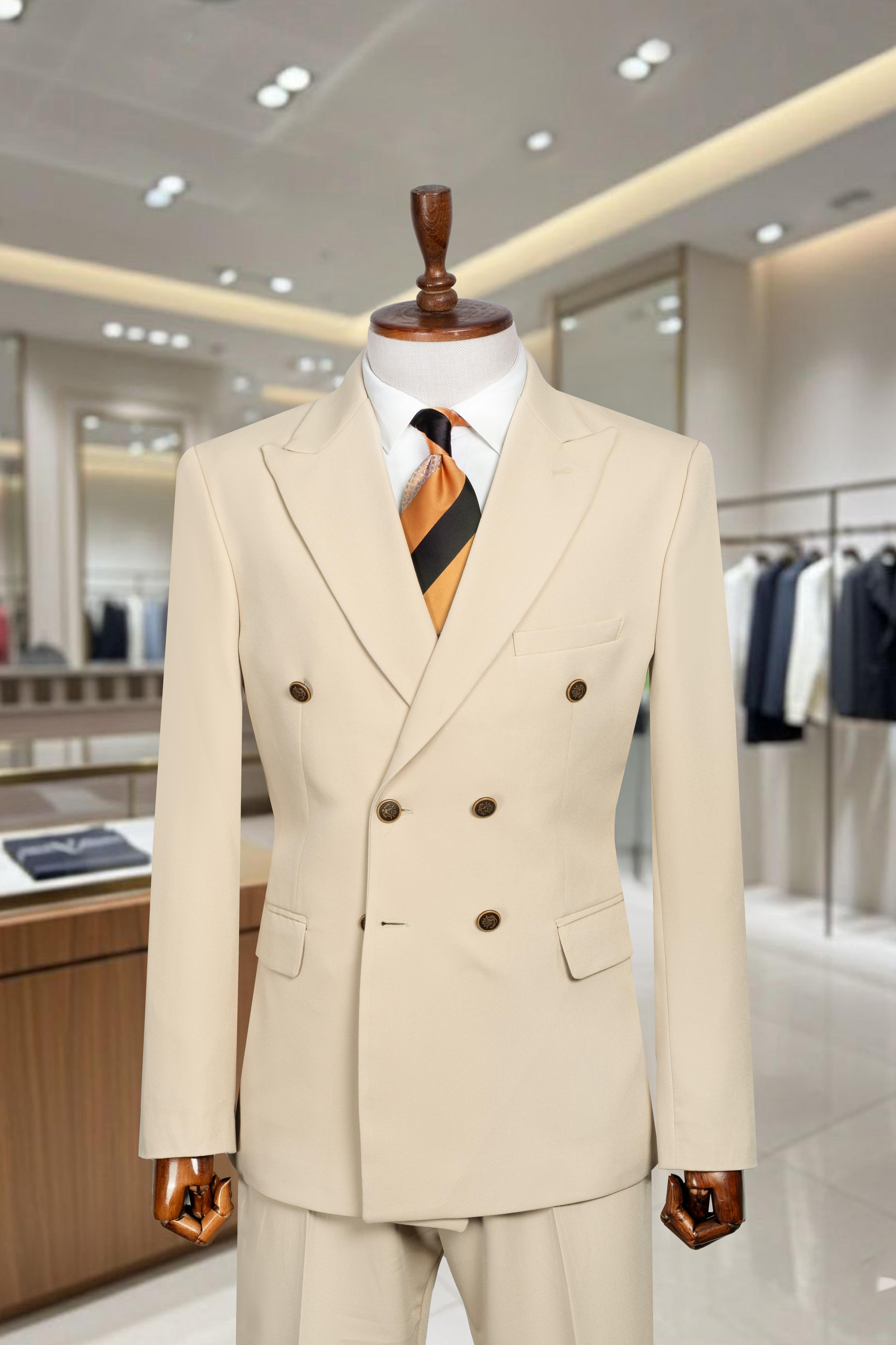 Takım Elbise Kruvaze SlimFit Krem SD42263