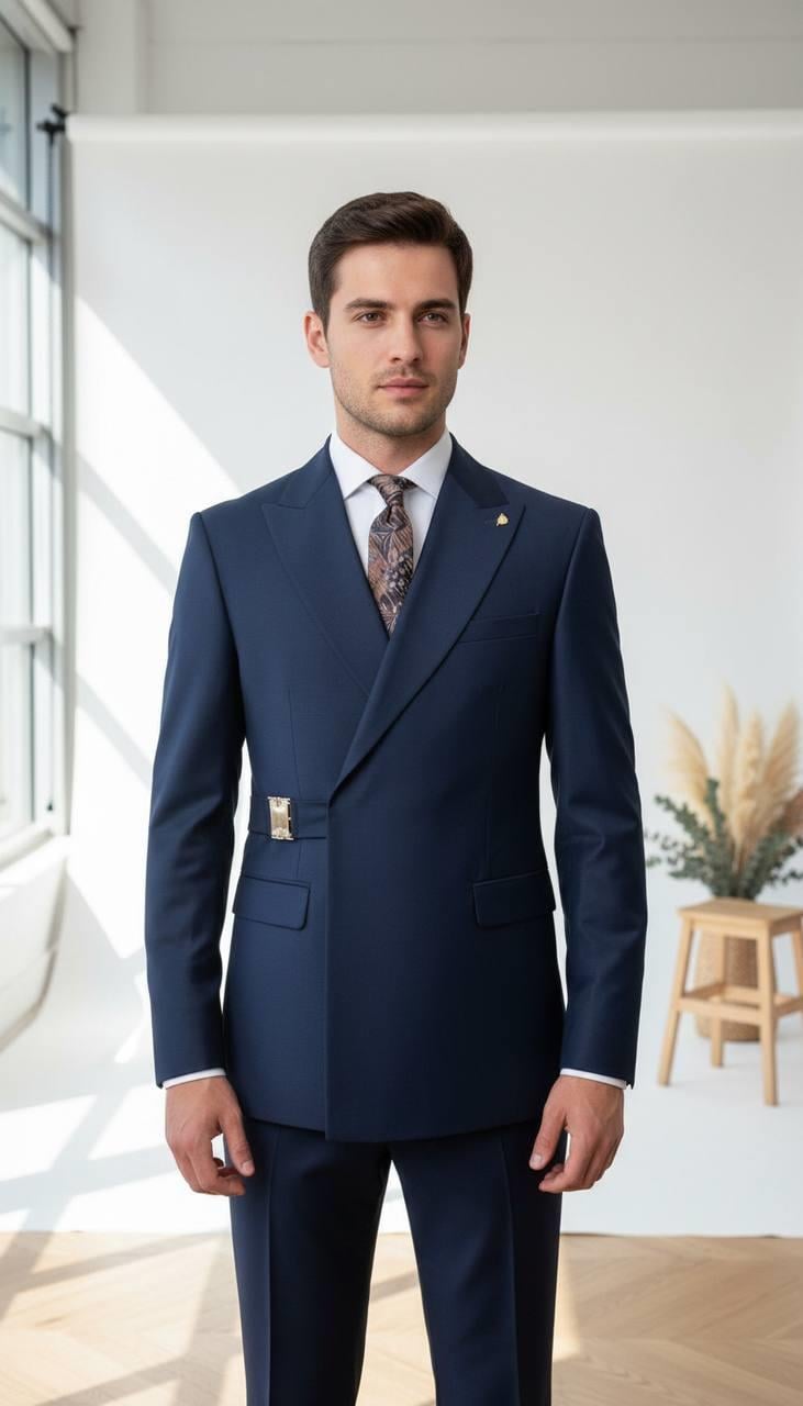 Takım Elbise Tokalı SlimFit Lacivert SD42249