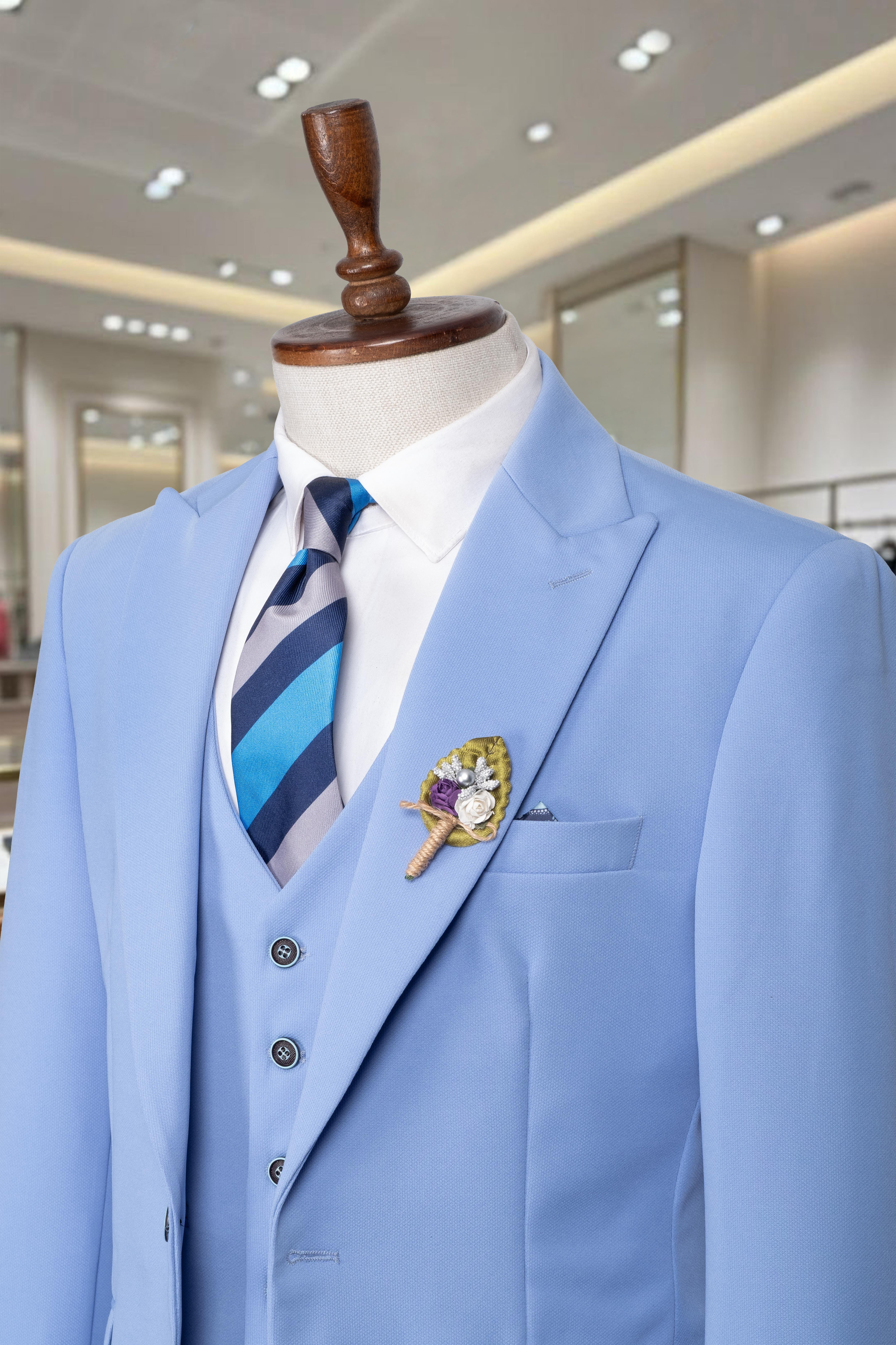 Takım Elbise Yelekli SlimFit Buz Mavi SD42257