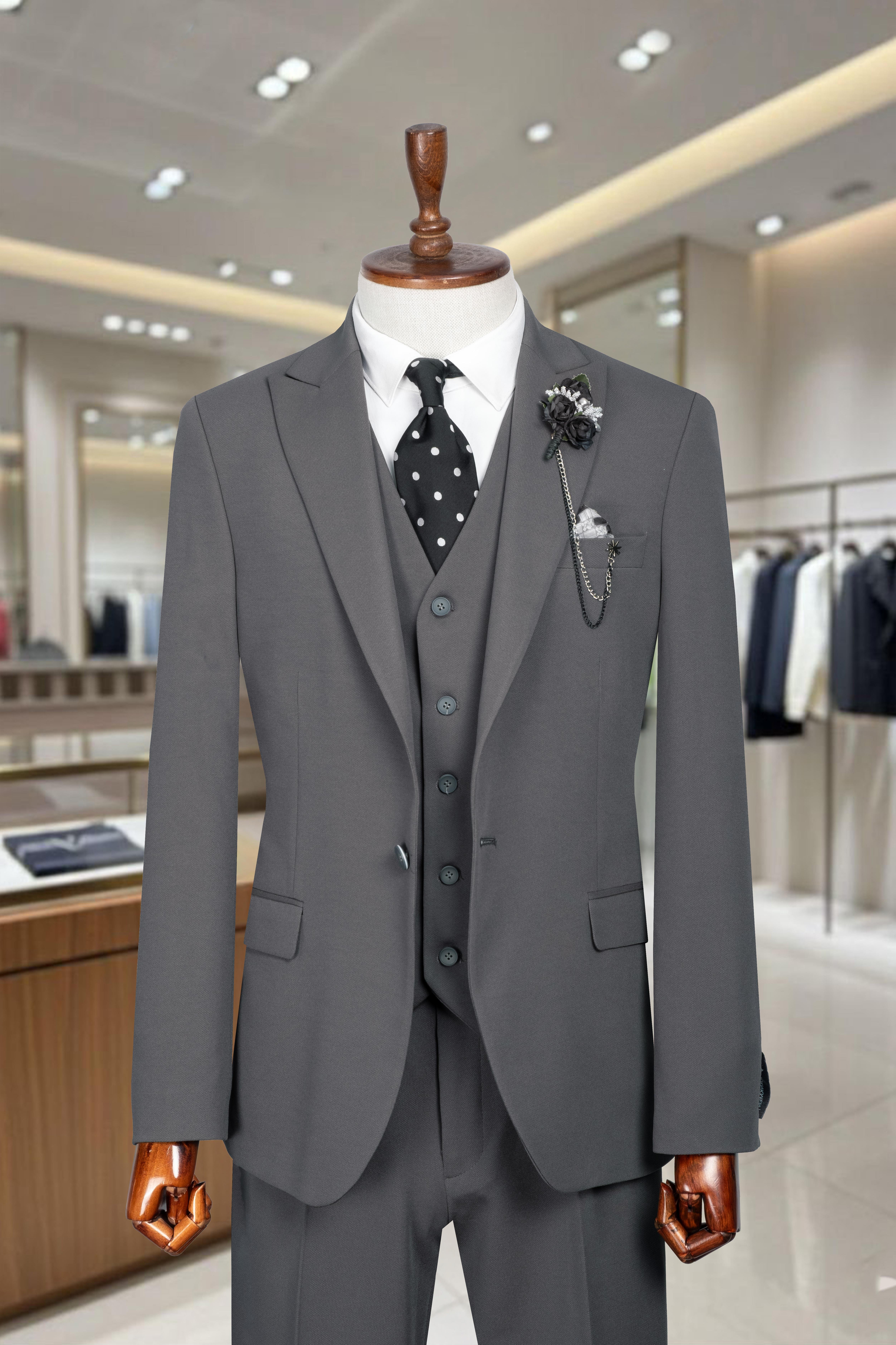 Takım Elbise Yelekli SlimFit Füme SD42256