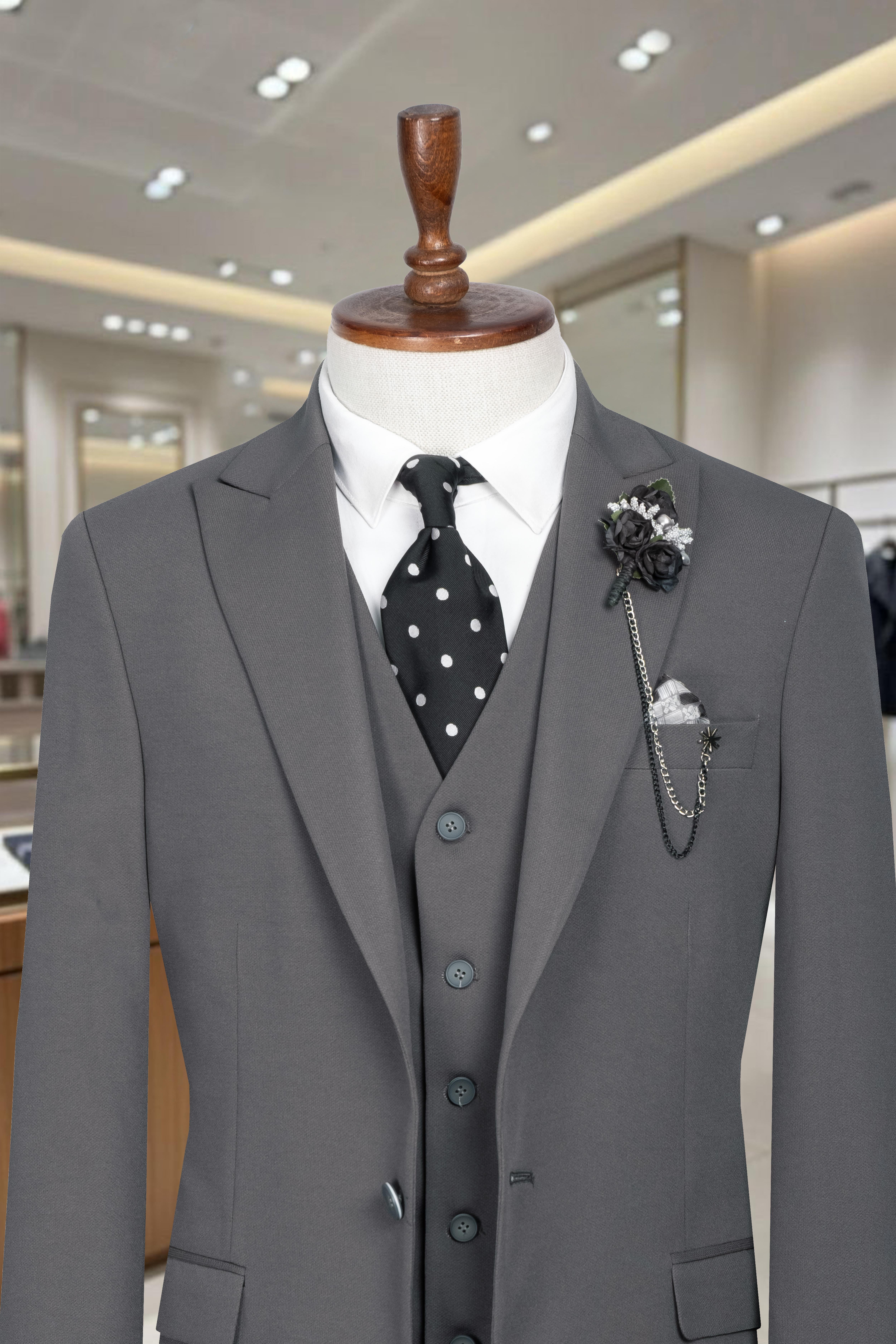 Takım Elbise Yelekli SlimFit Füme SD42256