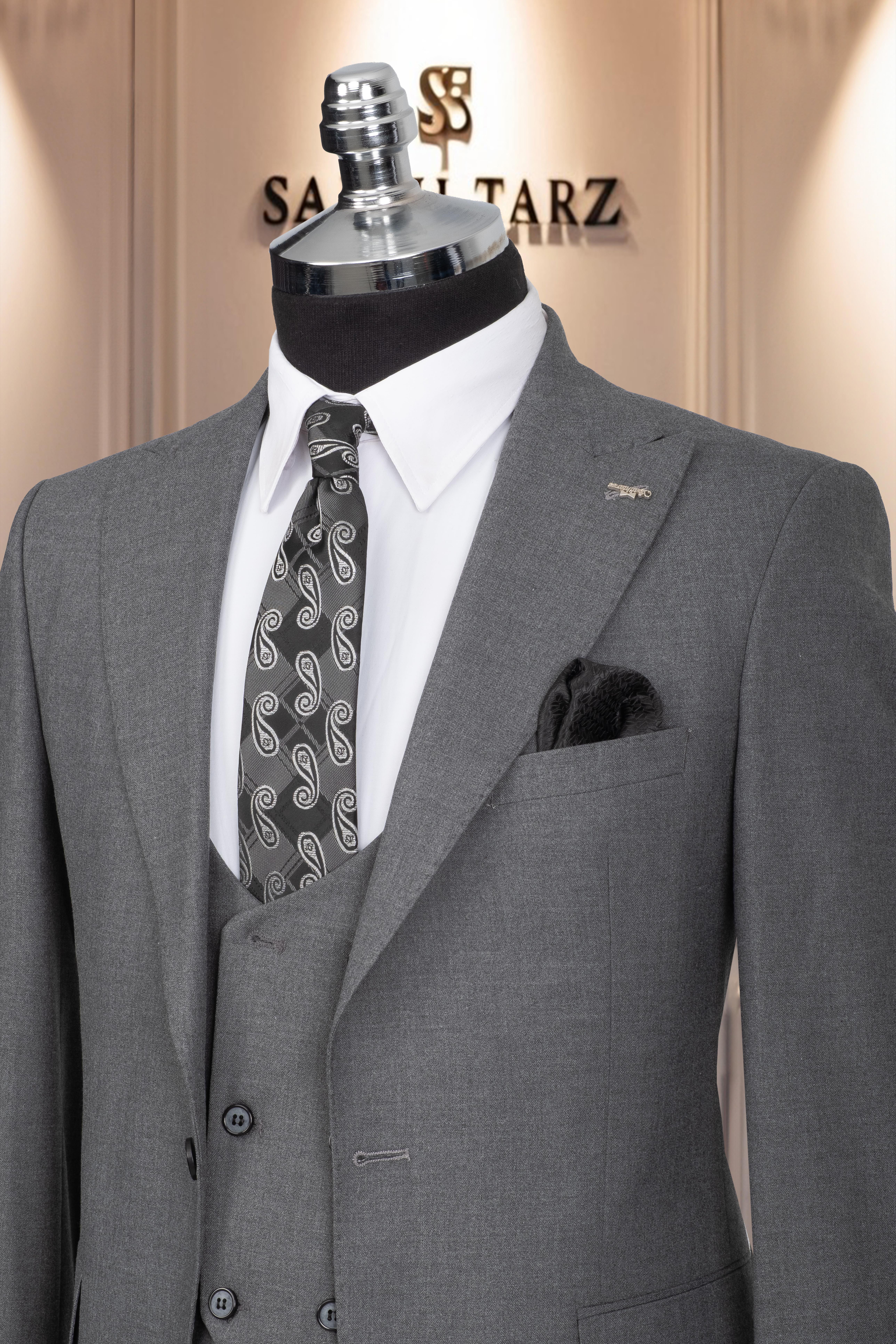 Takım Elbise Yelekli SlimFit Gri SD42164