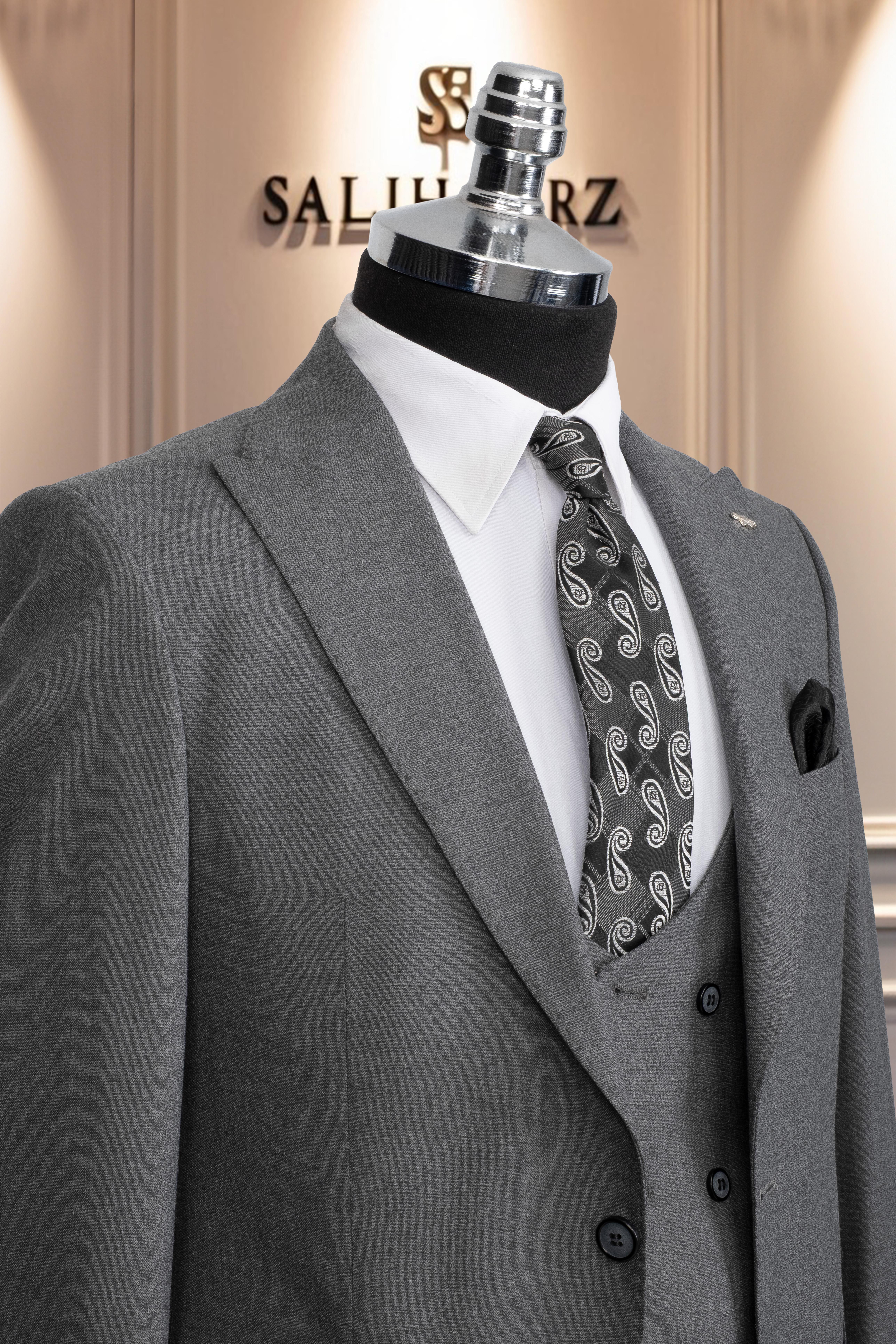 Takım Elbise Yelekli SlimFit Gri SD42164