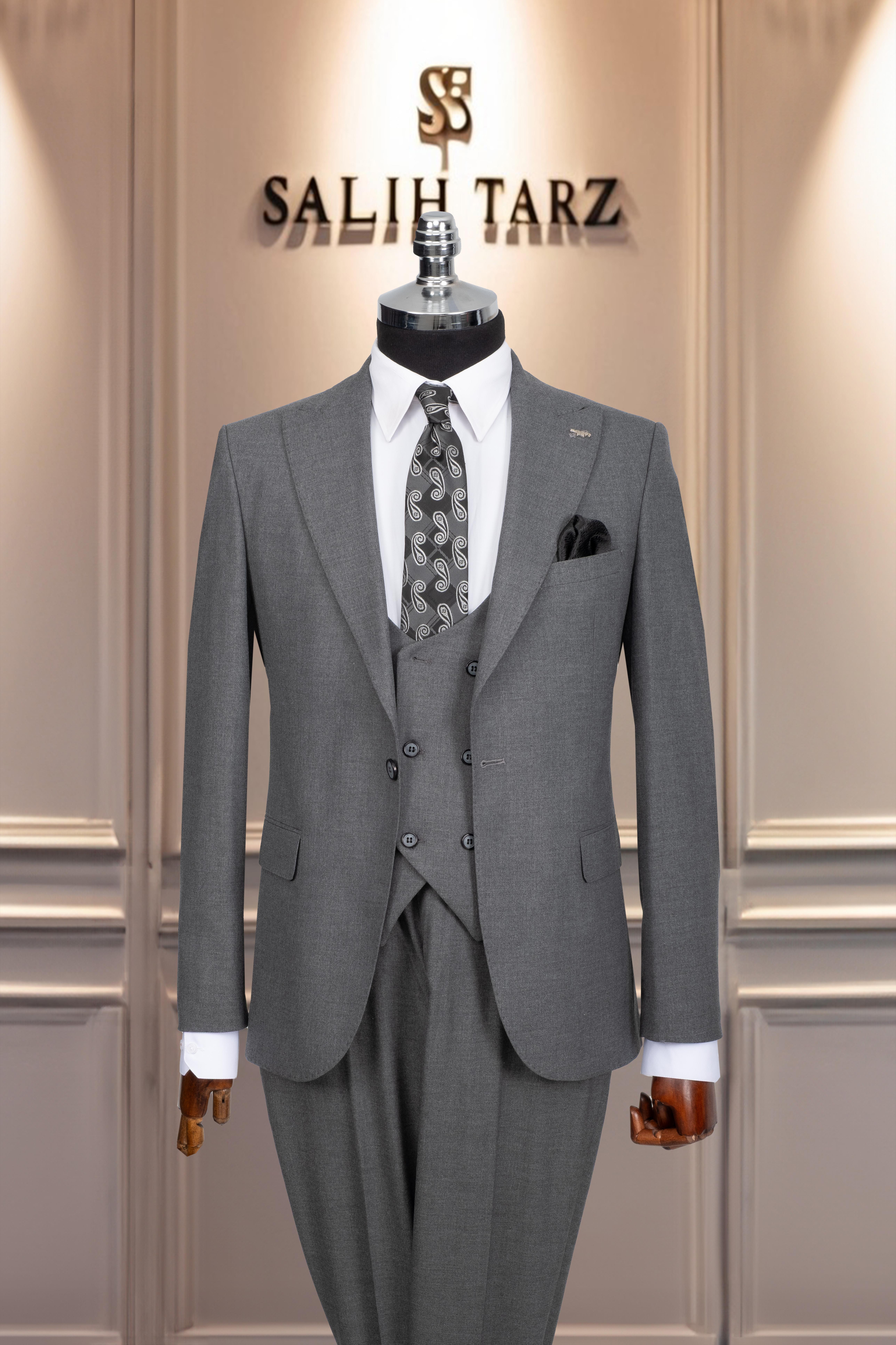 Takım Elbise Yelekli SlimFit Gri SD42164