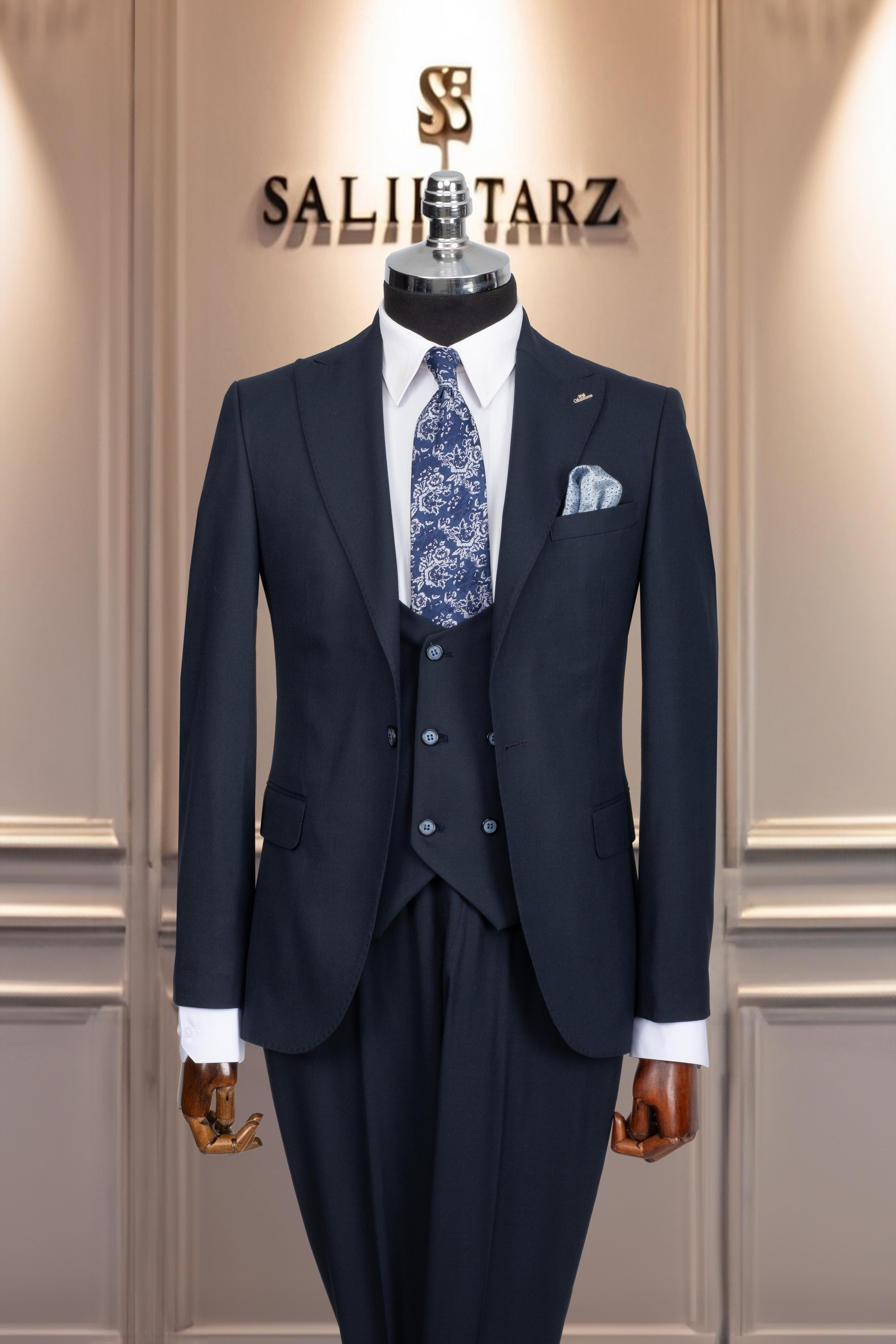 Takım Elbise Yelekli SlimFit Lacivert SD42163