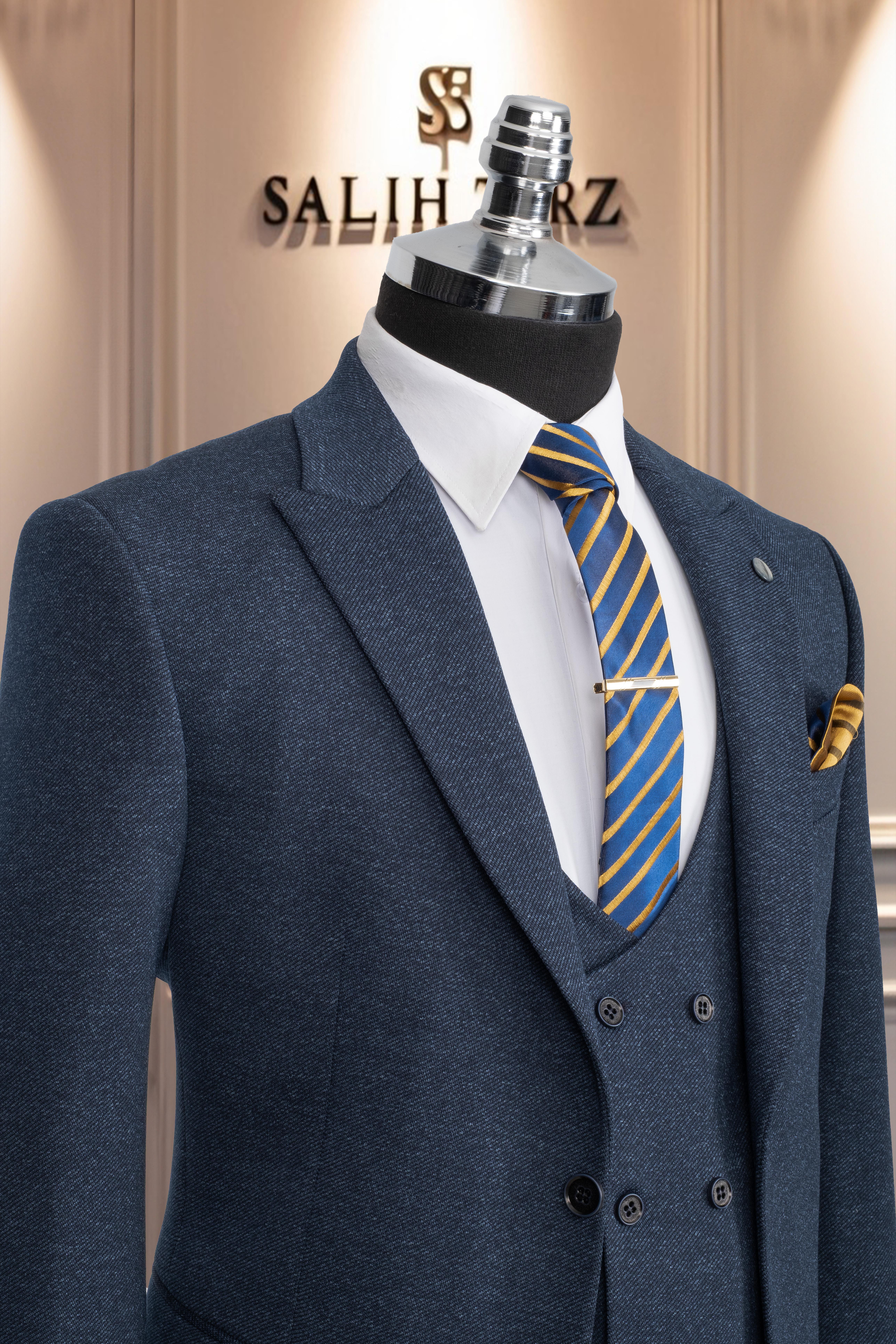 Takım Elbise Yelekli SlimFit Saks SD42170