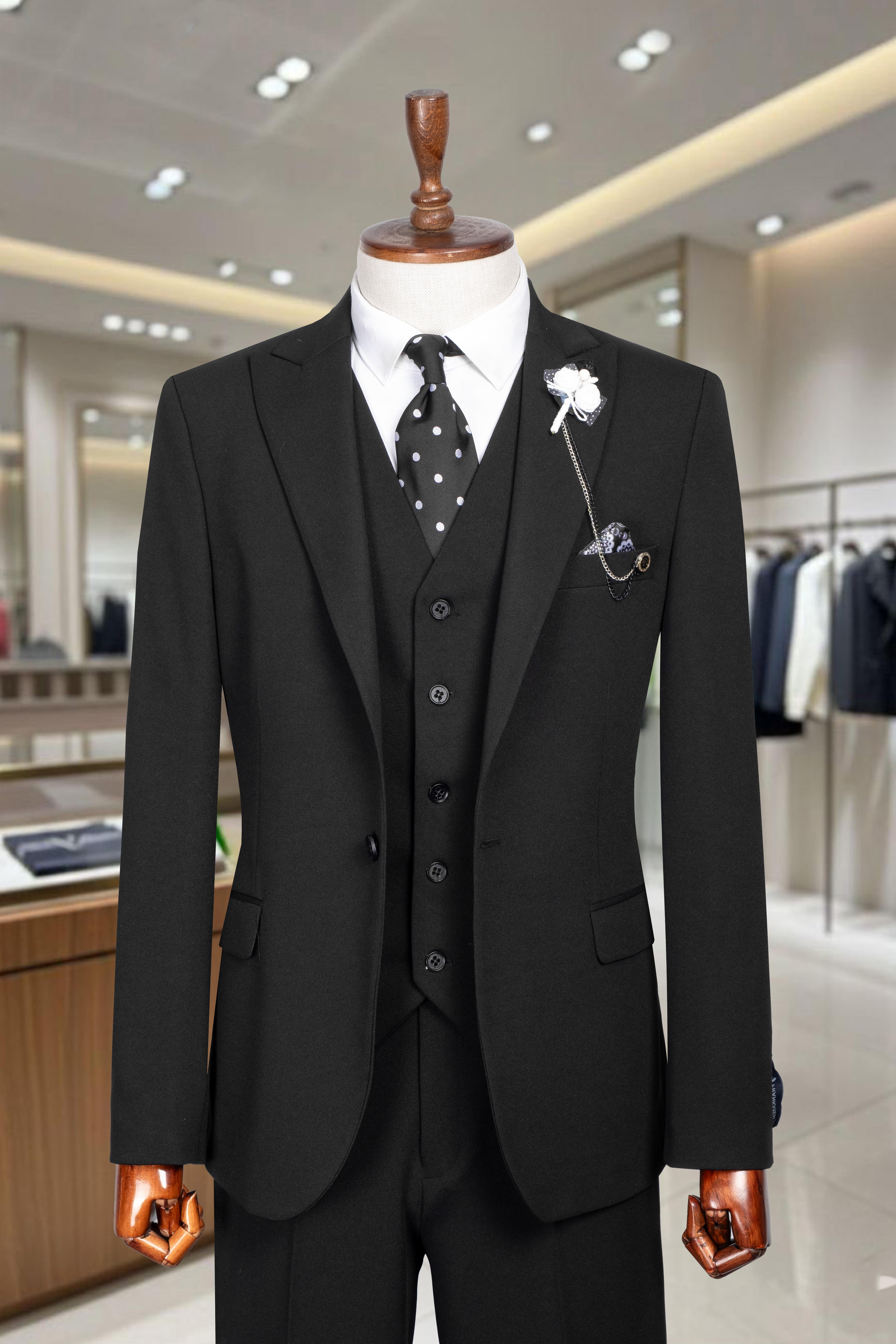 Takım Elbise Yelekli SlimFit Siyah SD42253