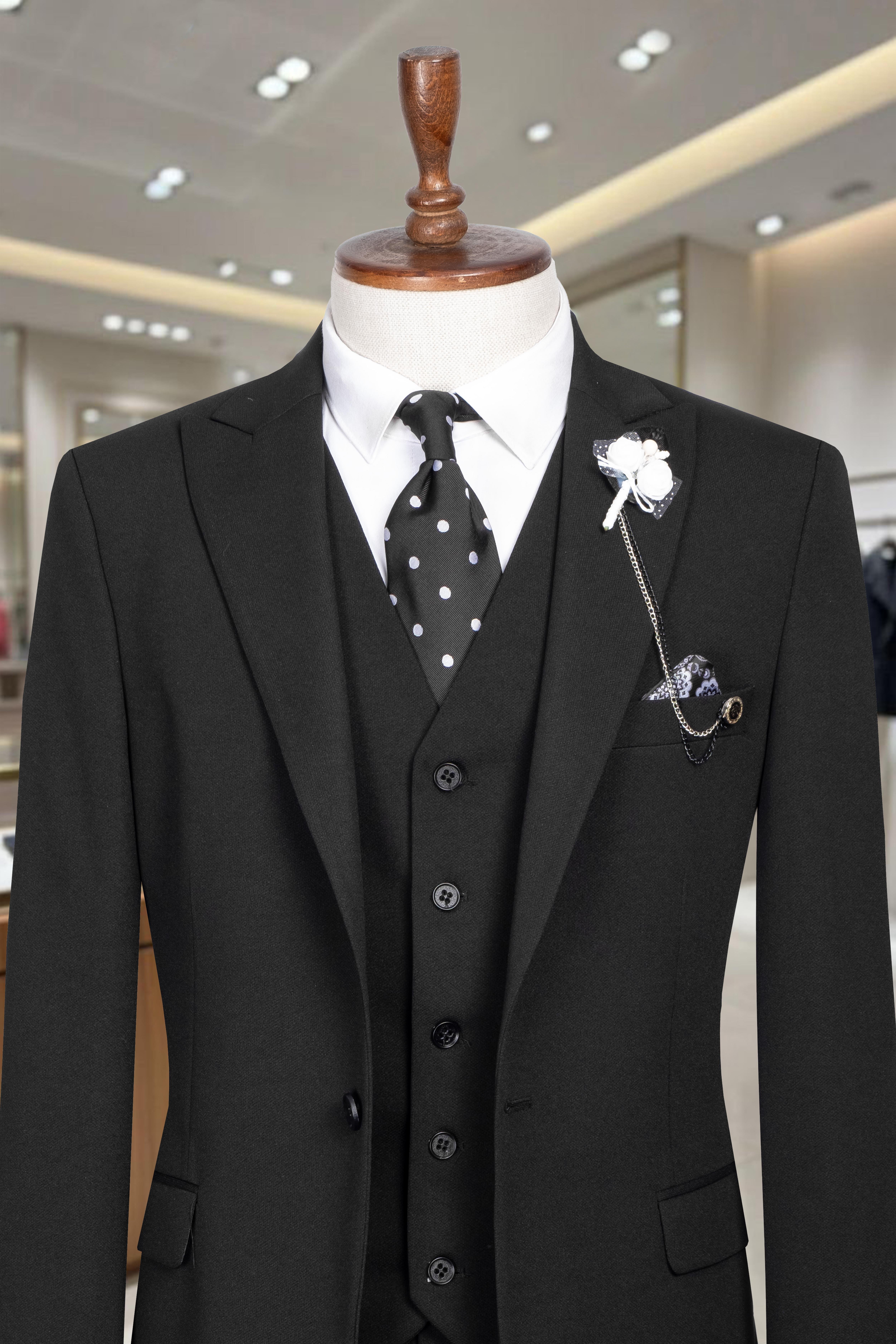 Takım Elbise Yelekli SlimFit Siyah SD42253